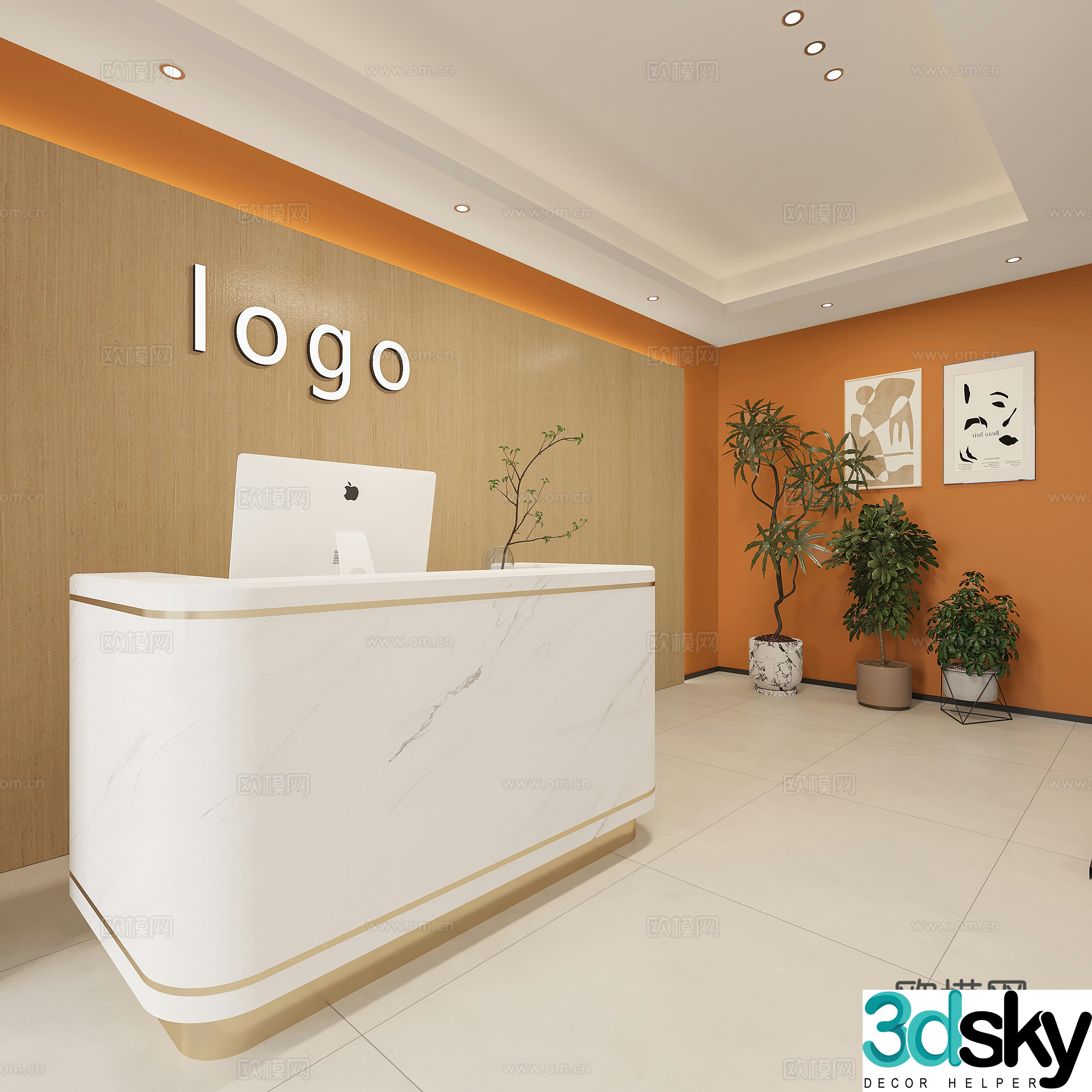 Modern front desk 3D model