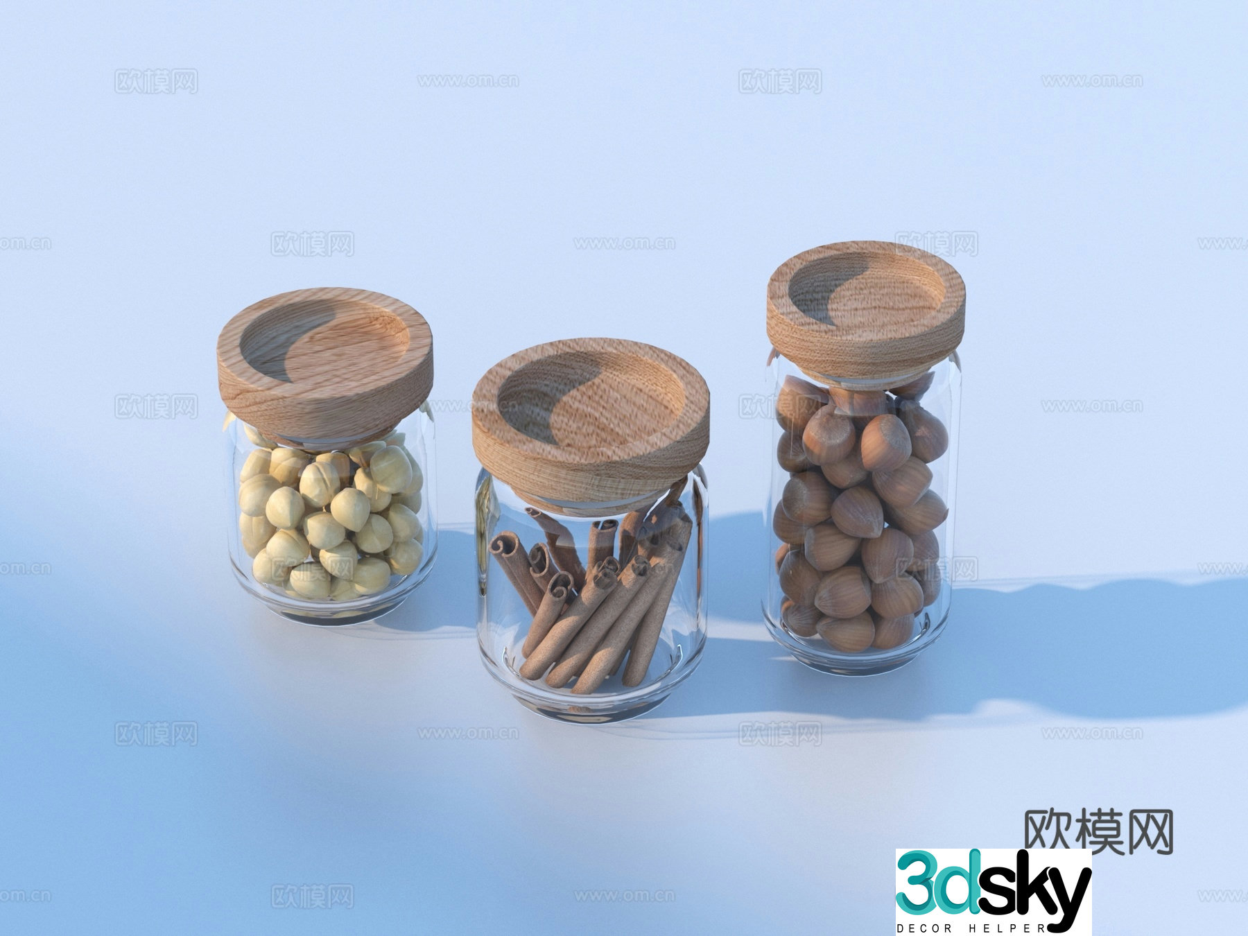 Canned snacks Glass jar Casual snacks Dried fruits Almonds Candy 3D model