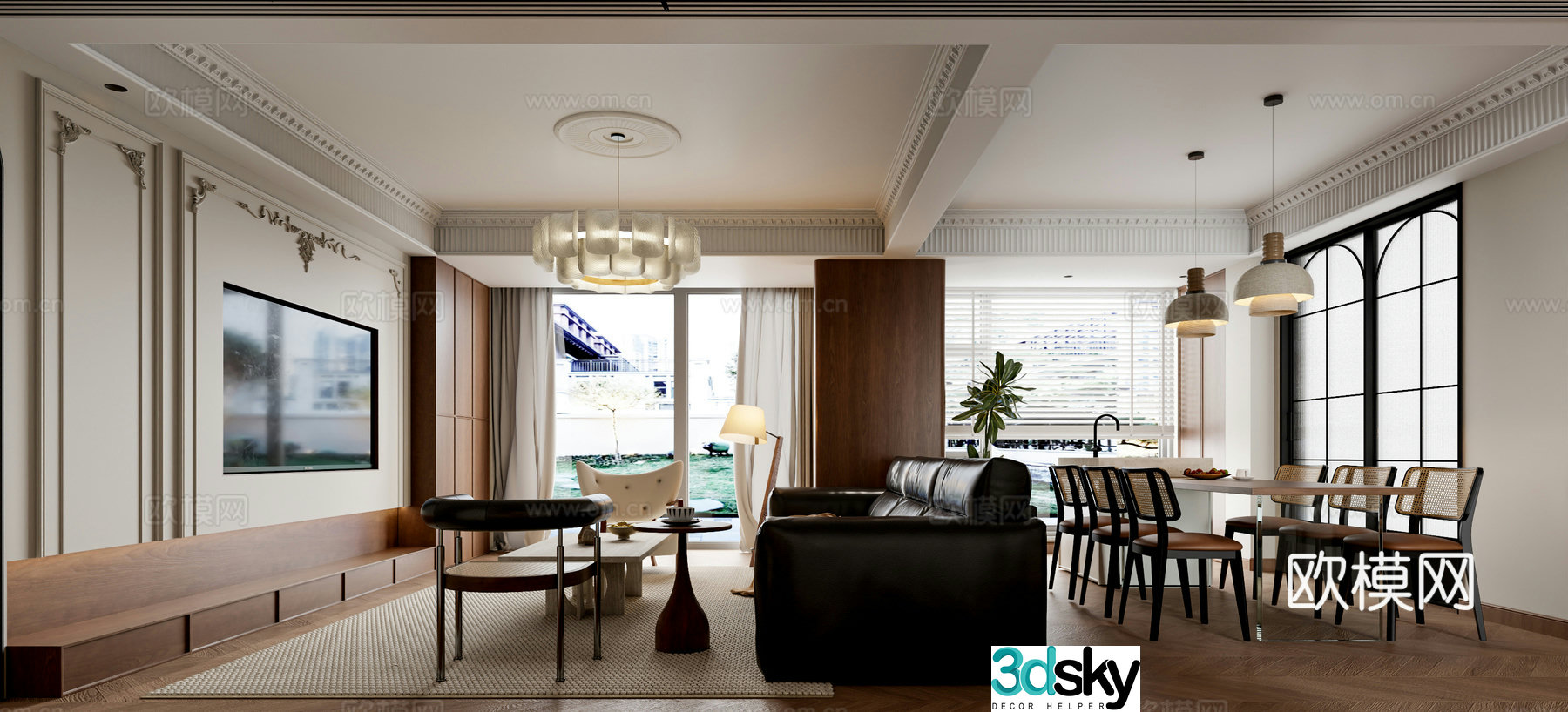 Middle-aged living room 3d model