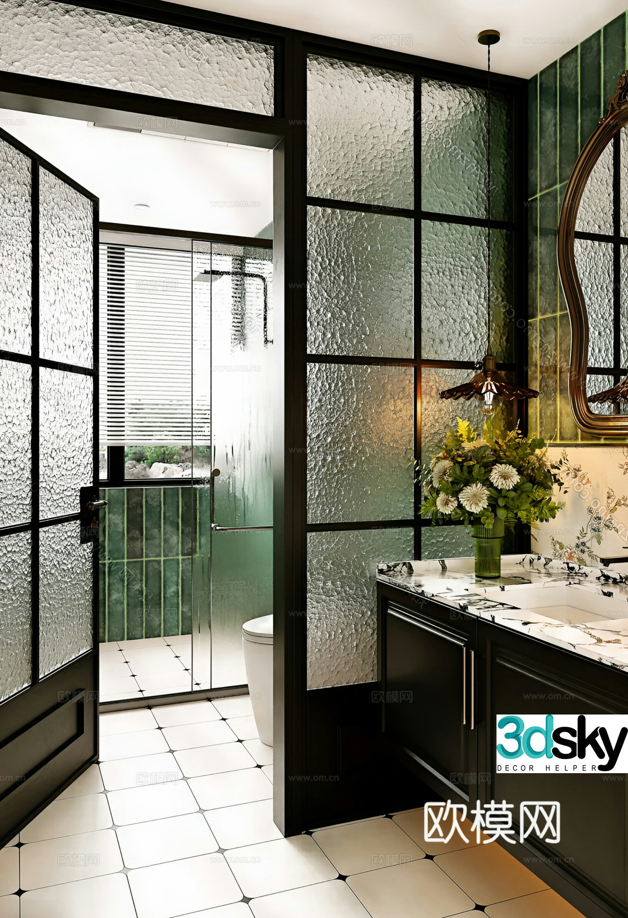 American retro bathroom 3d model