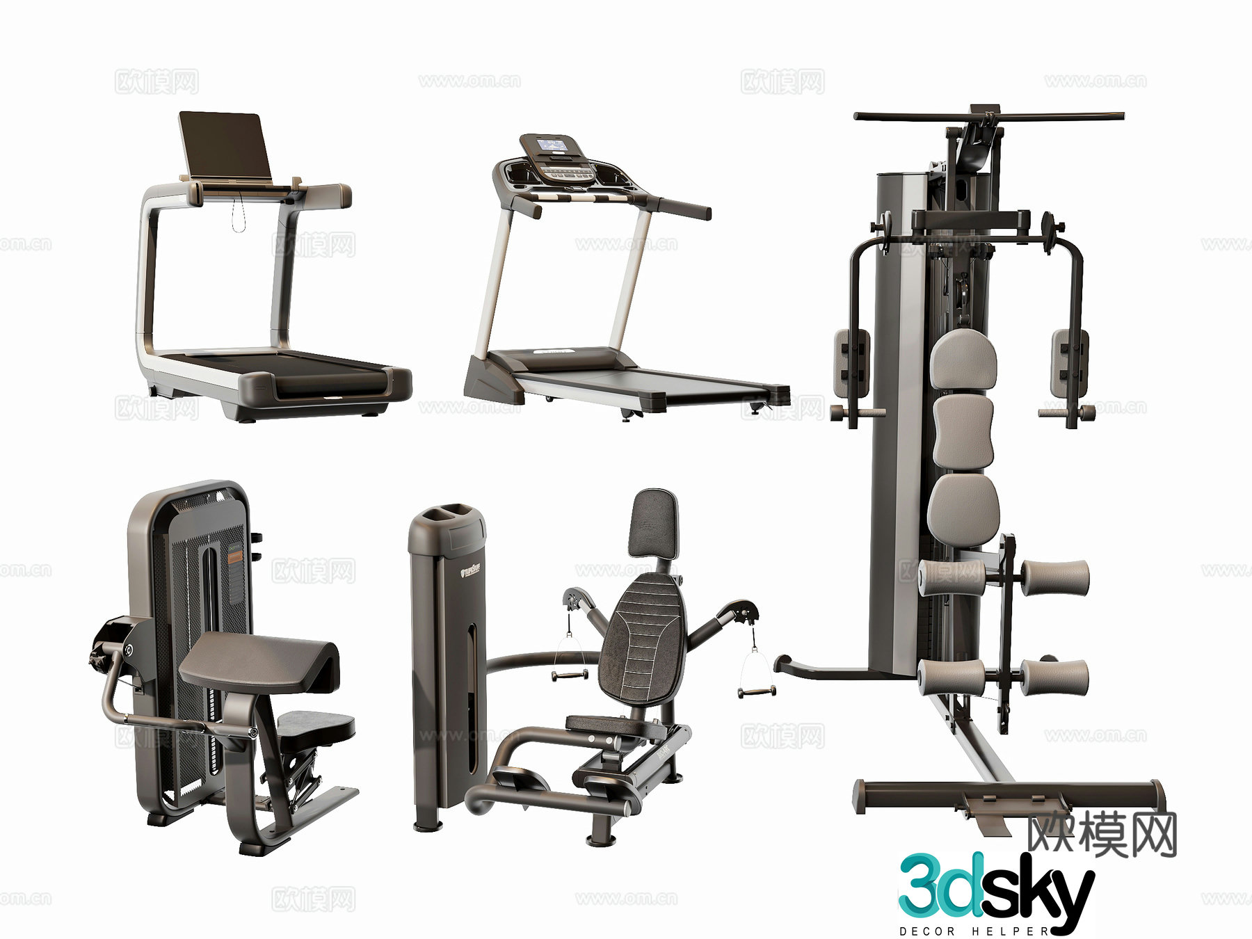 Modern fitness equipment treadmill 3d model