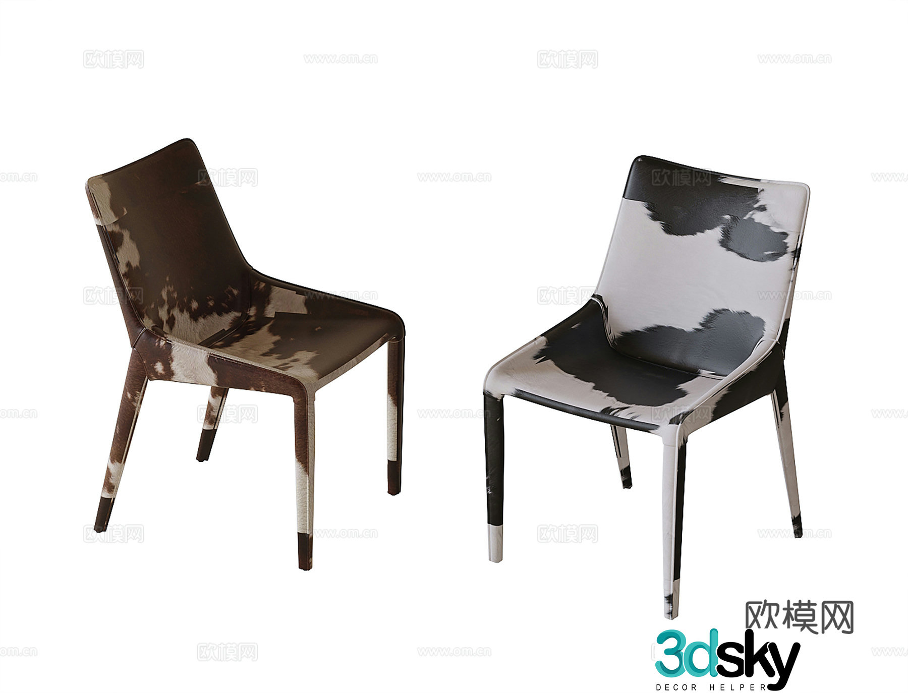 Modern cowhide dining chair 3d model