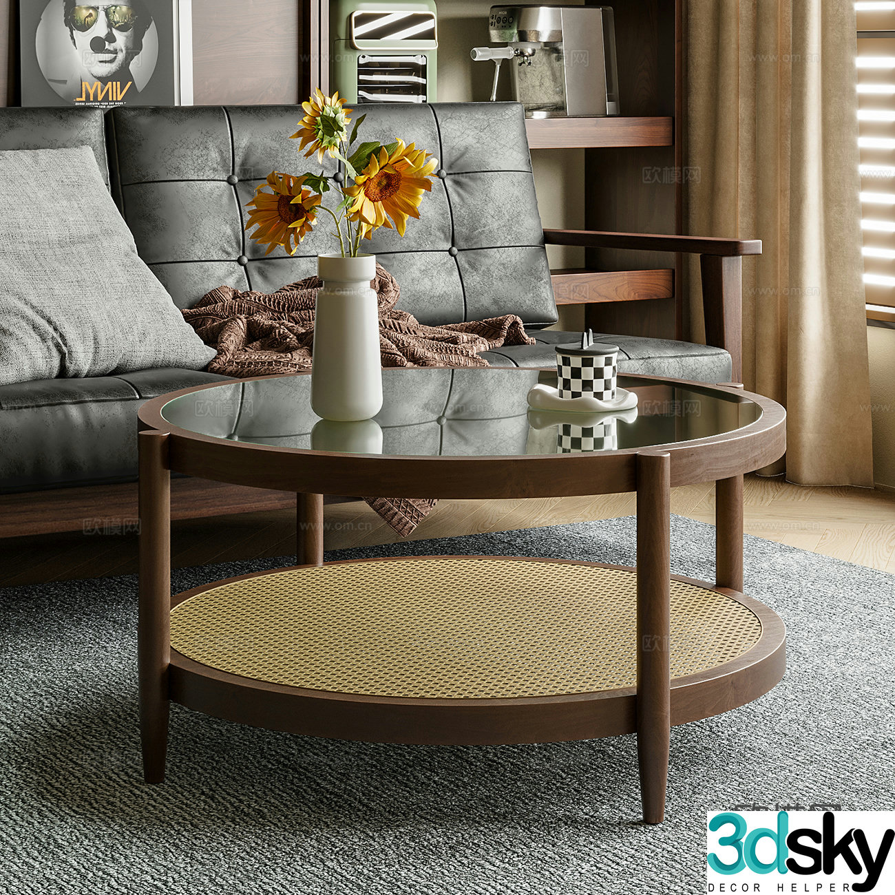 Medium style round coffee table 3D model
