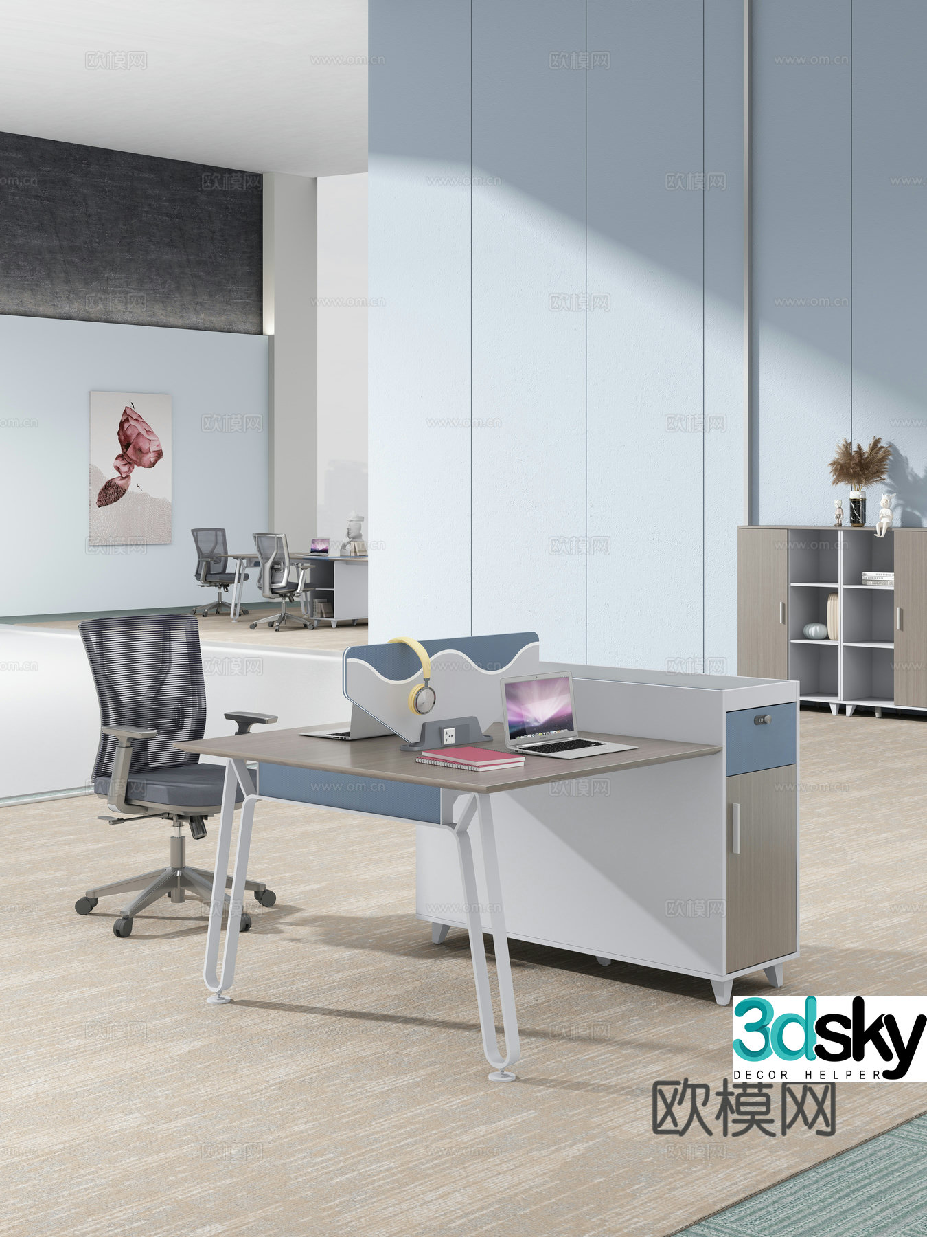Working equipment office space office office area staff desk and chair 3d model