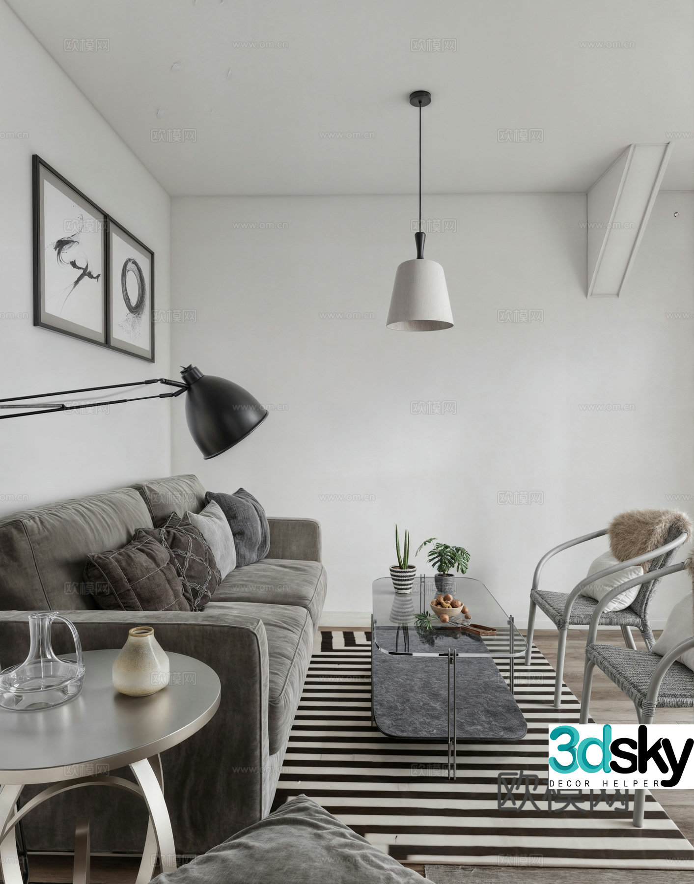 Modern living room Simple style living room 3d model