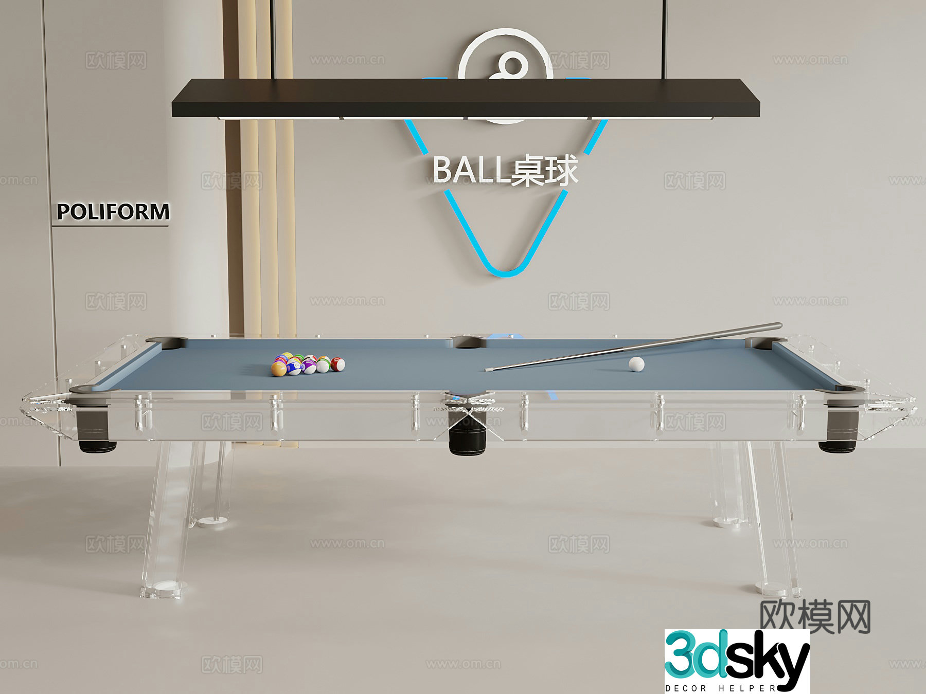 Modern billiard table Crystal billiard table 3d model