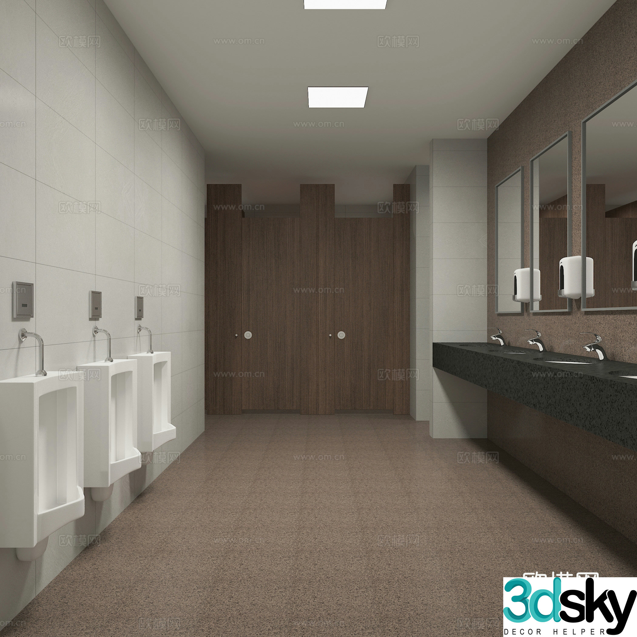 Modern public bathroom 3d model