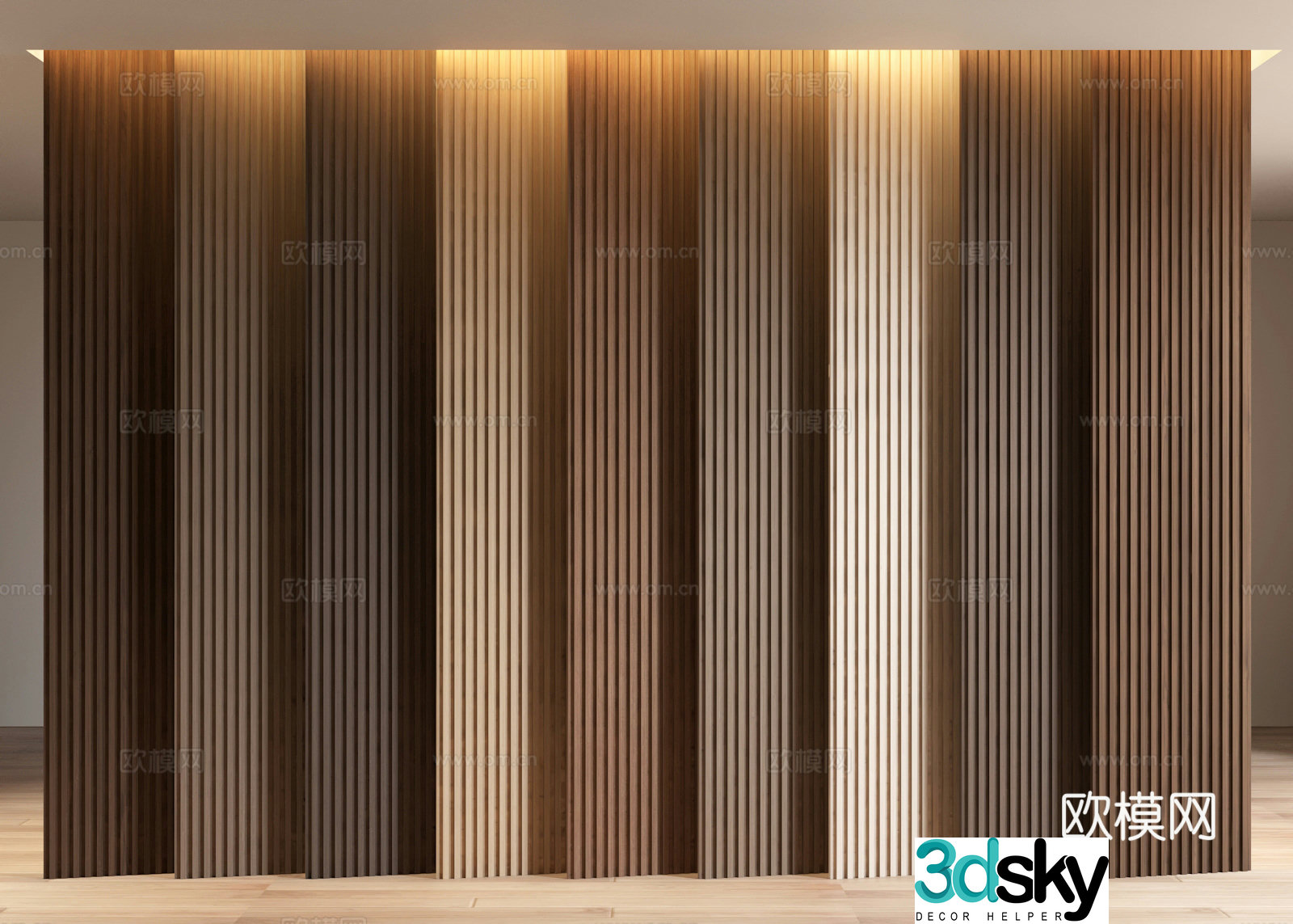Wooden grille Great Wall Panel Wall Panel 3D Model