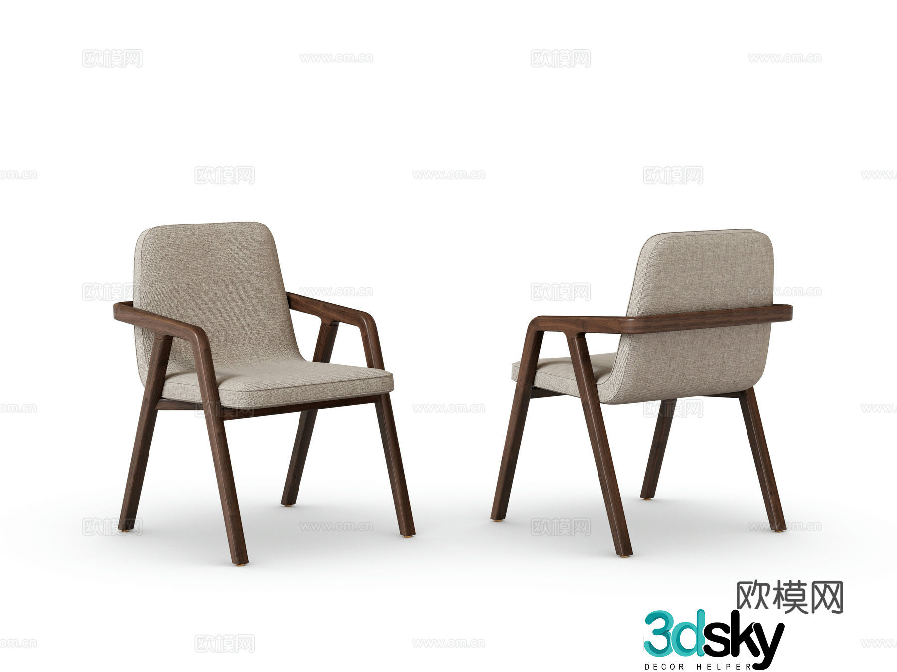 New Chinese style walnut dining chair leisure chair 3d model
