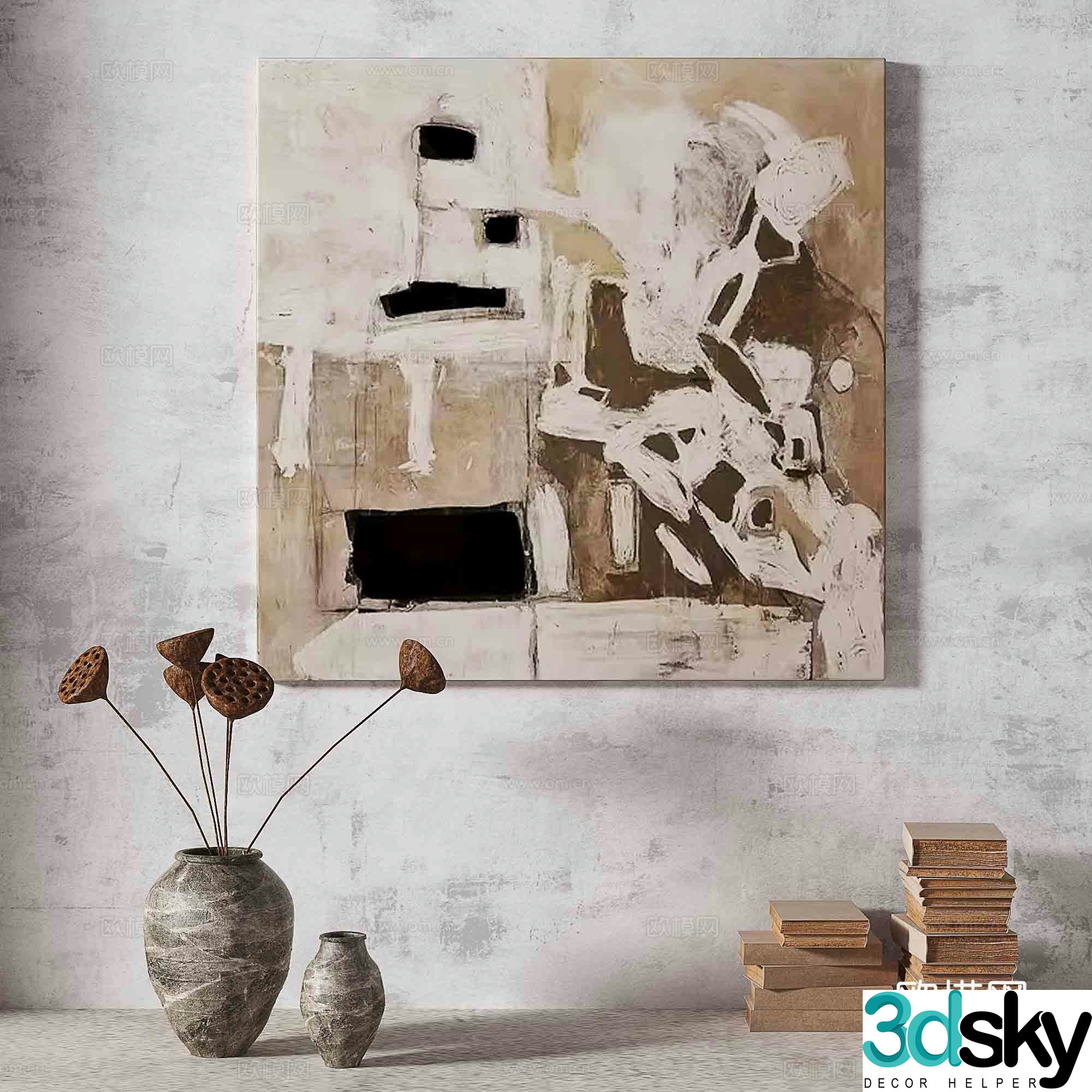 Wasabi light luxury abstract decorative painting 3d model