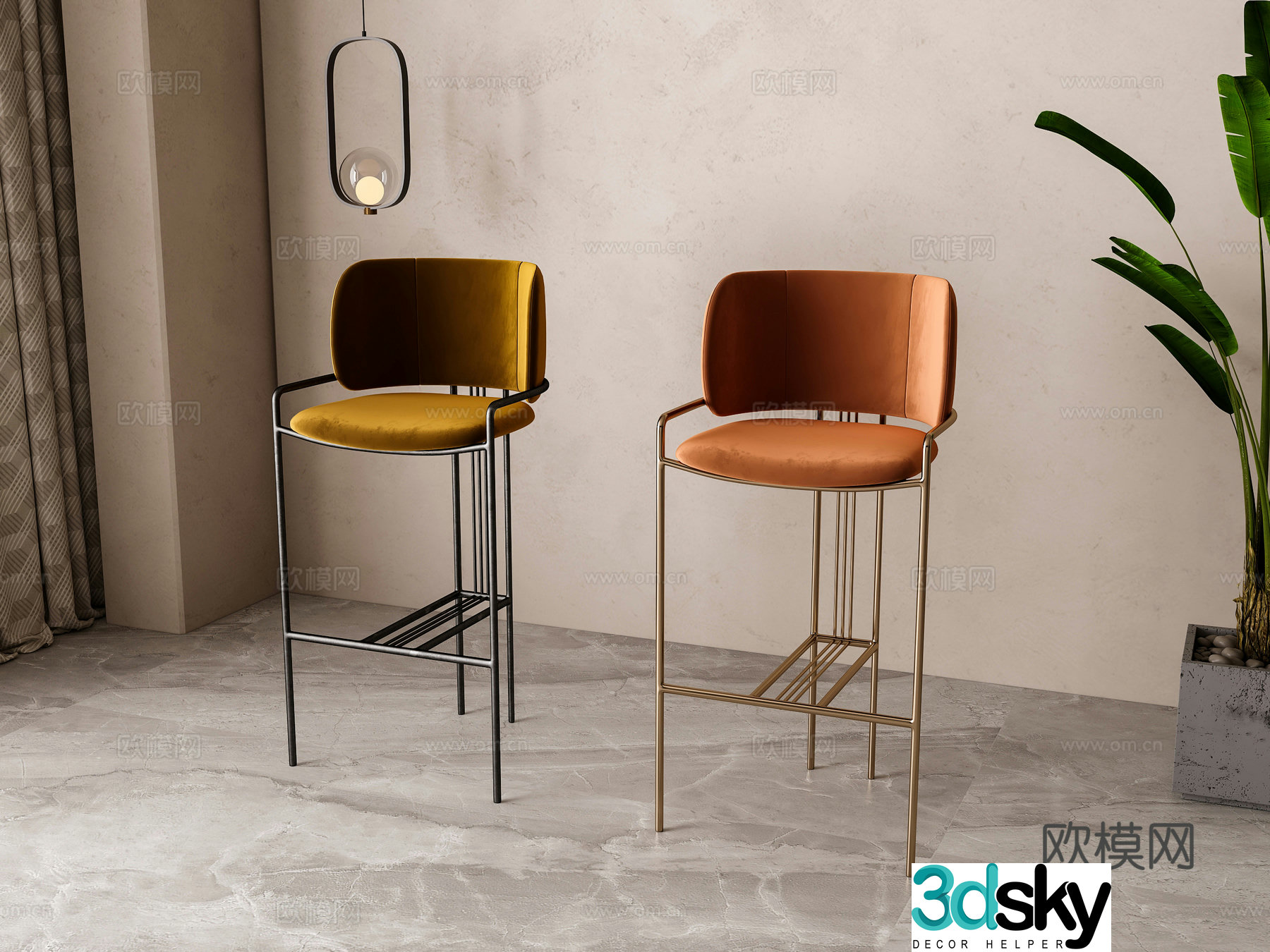 Modern bar chair 3d model