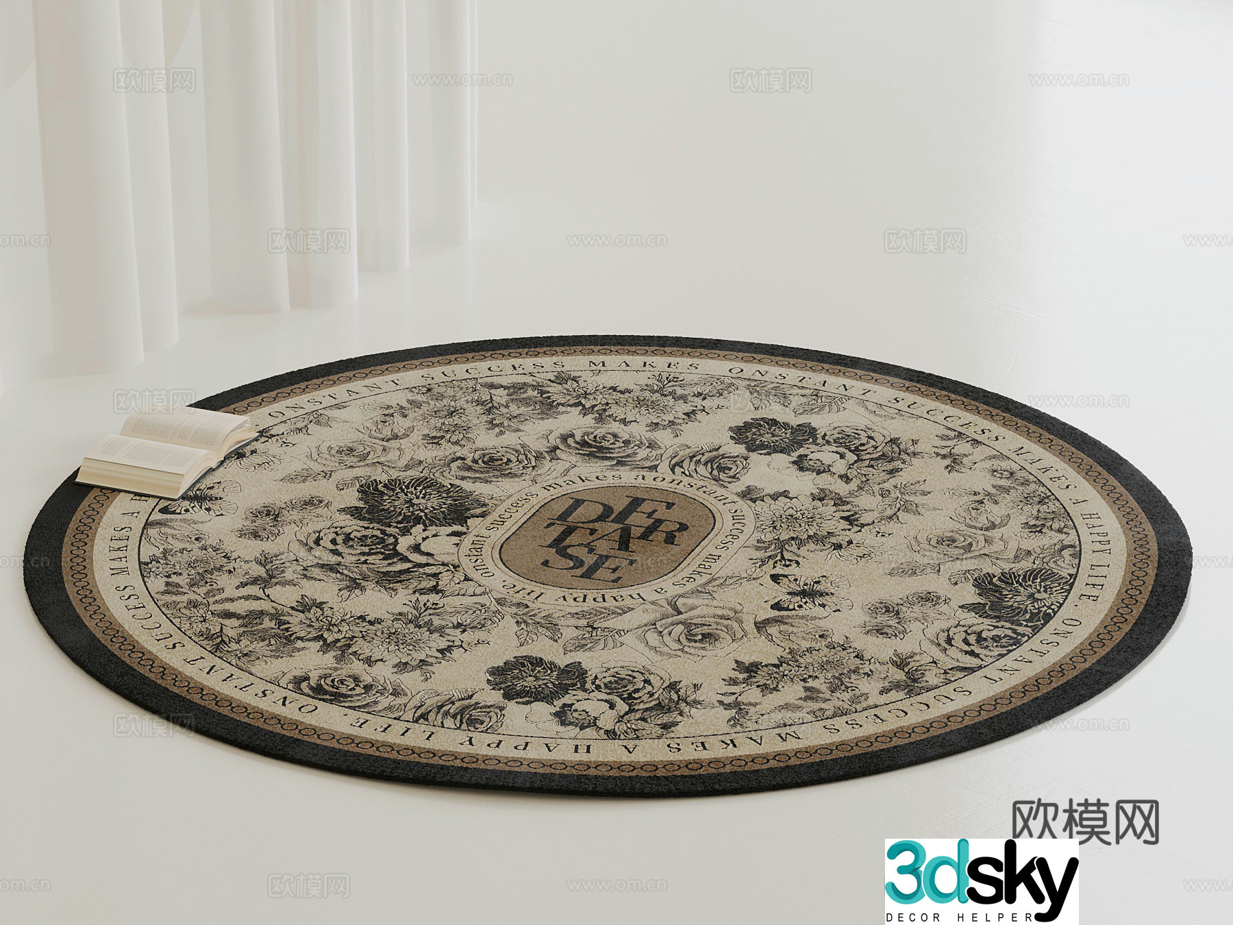 French carpet Round carpet 3d model