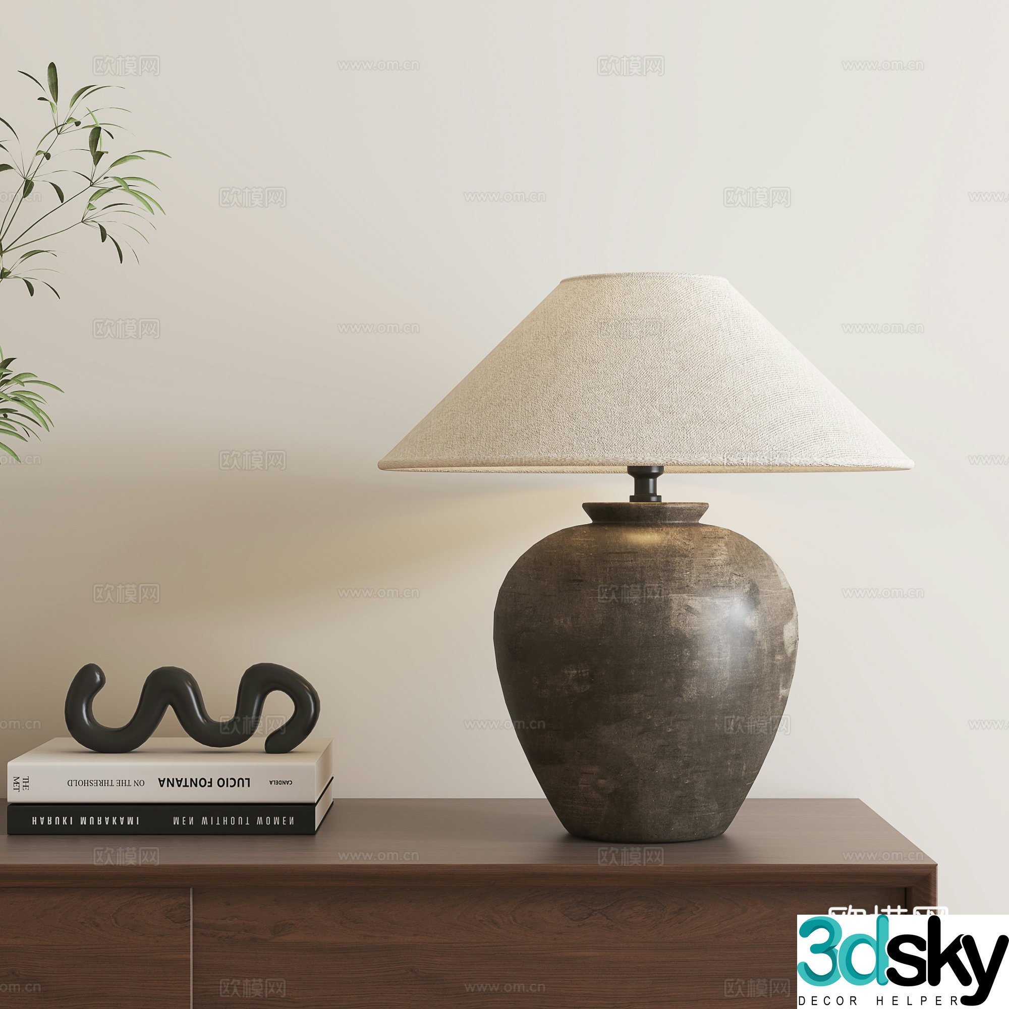 Nordic retro table lamp 3d model