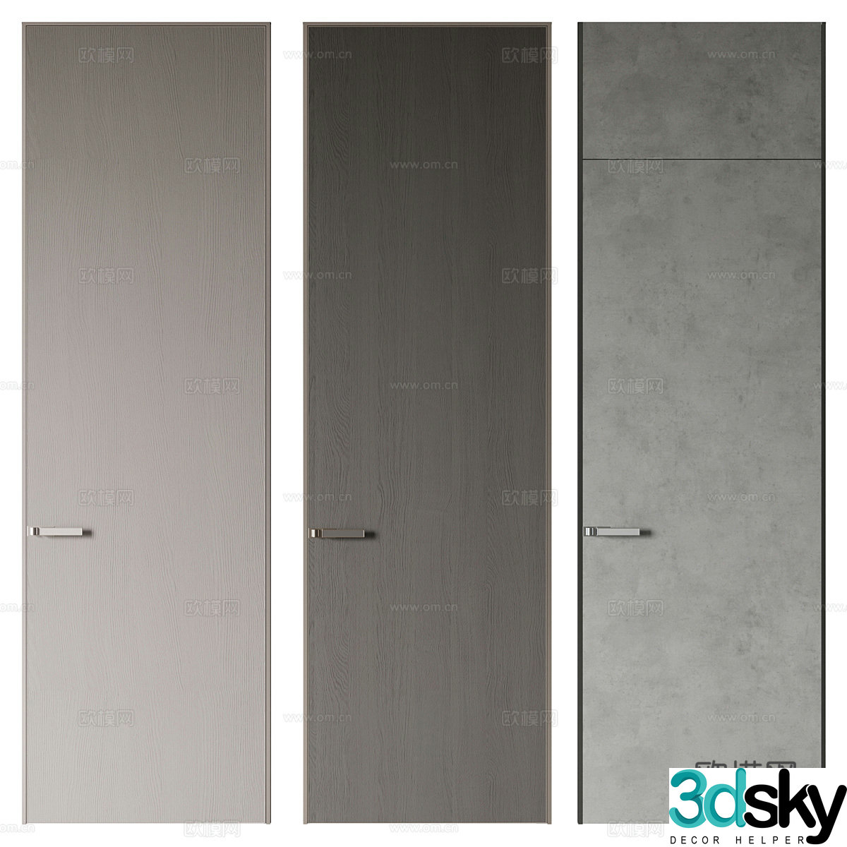 Modern Italian minimalist narrow border door 3D model