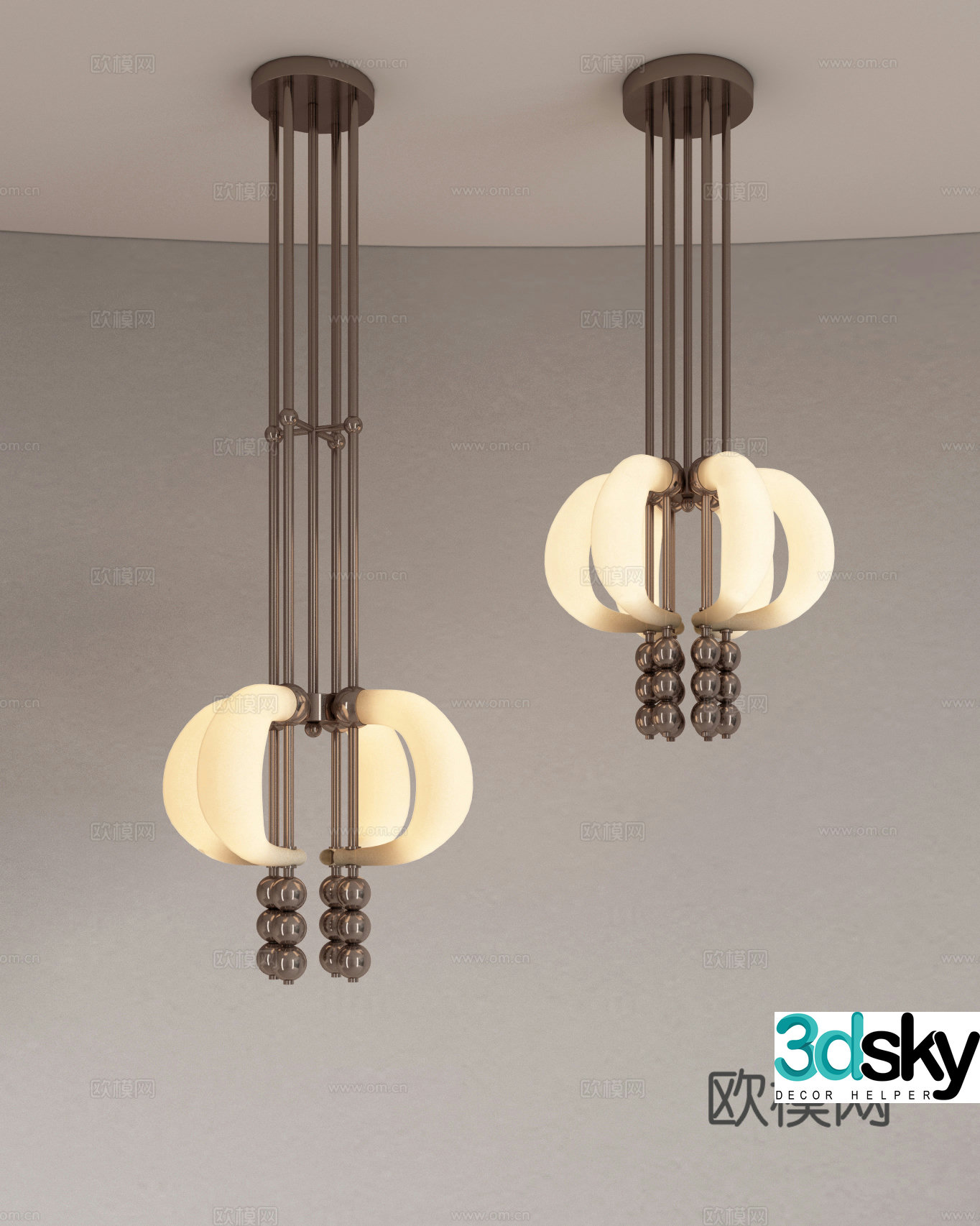 Modern metal chandeliers restaurant chandeliers bedside chandeliers 3d model