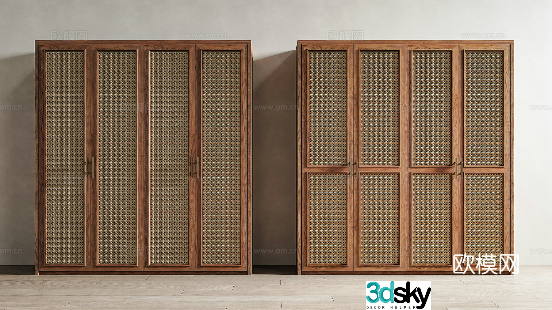 Wasabi wind wardrobe rattan wardrobe Wasabi wind wardrobe finished wardrobe medieval wind wardrobe 3D model