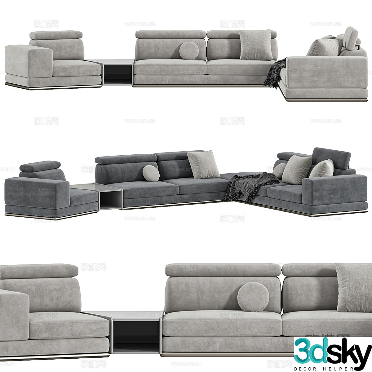 Modern Lazzoni Series Corner Sofa 3D Model