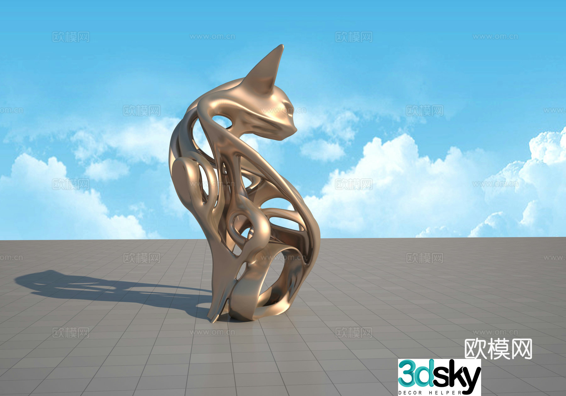 Hollow cat sculpture 3d model