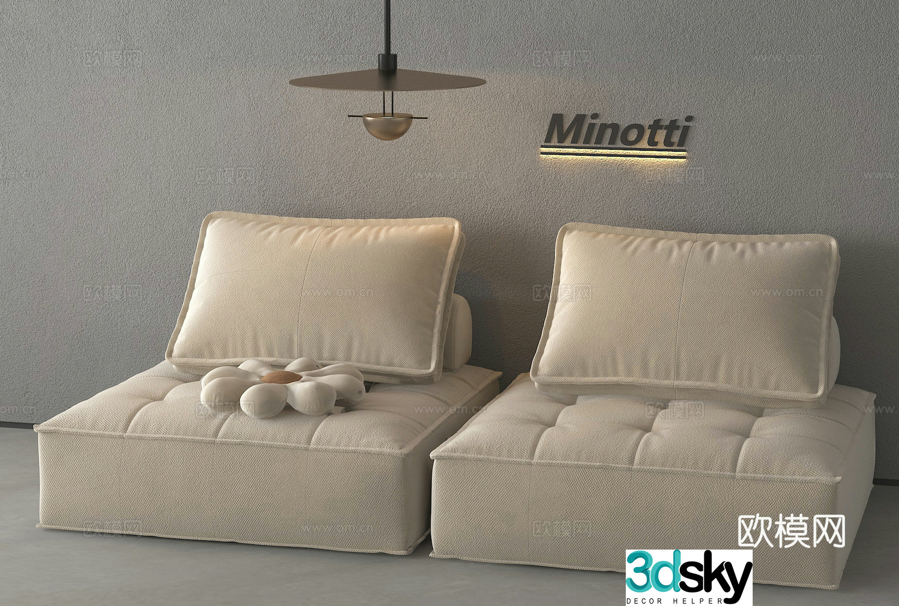 Single sofa sofa pillow 3d model