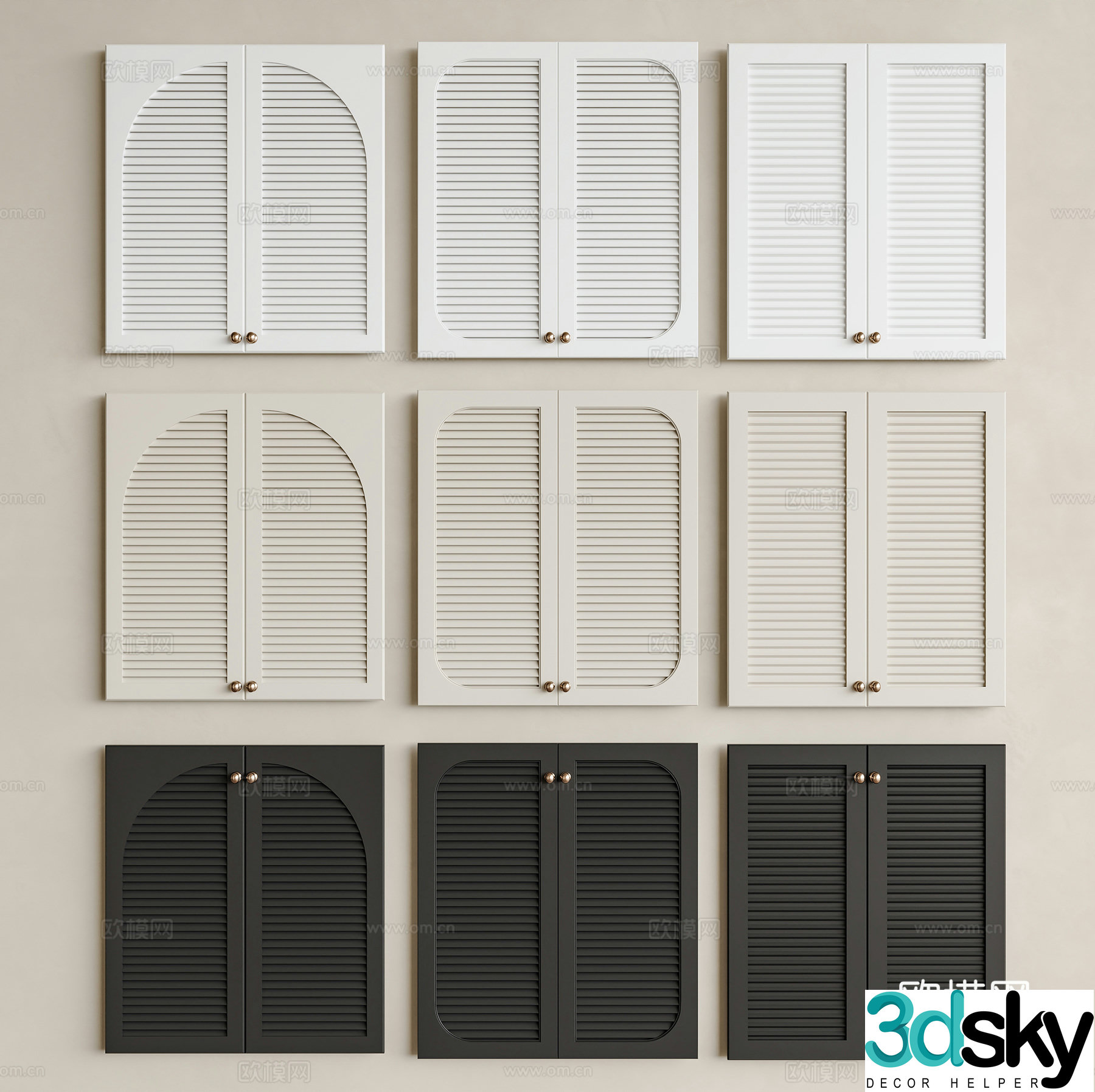 Modern louver doors louver doors louver doors louver doors shoe cabinet louver doors arc 3D model