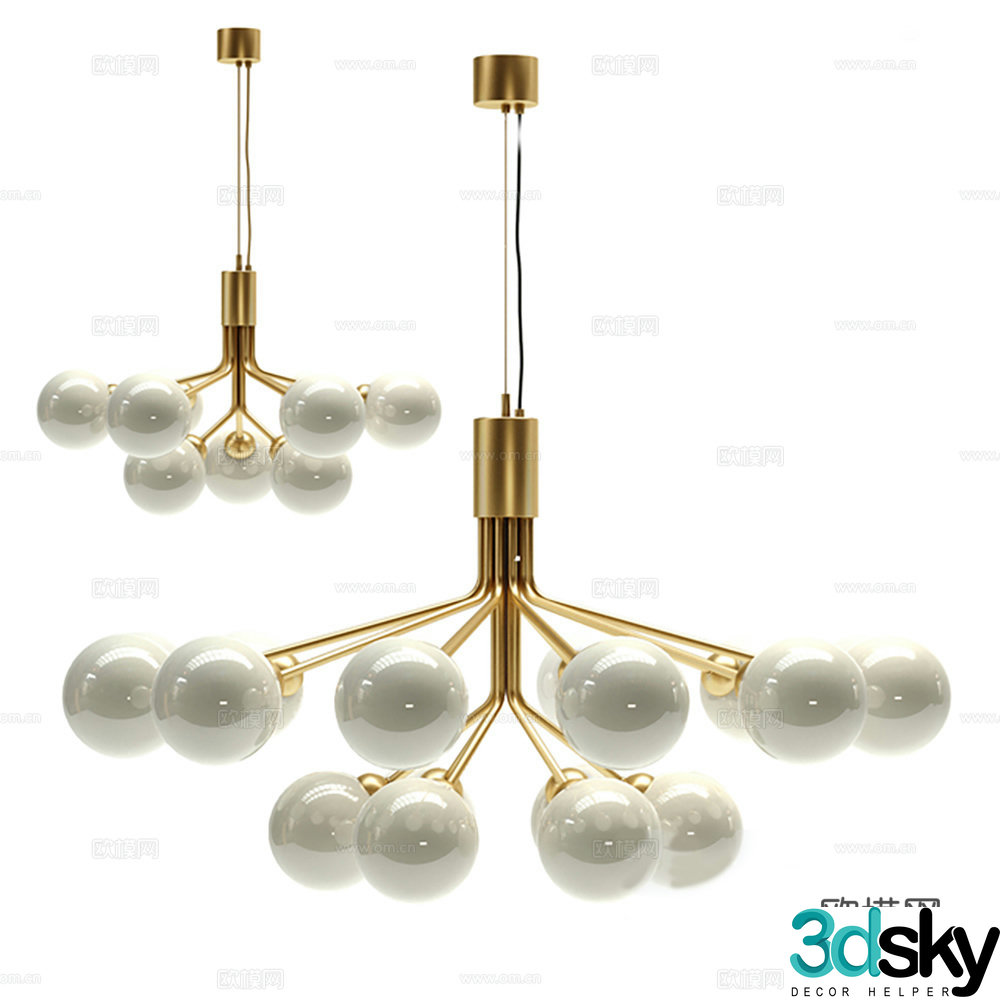 Lamps Chandelier Glass Chandelier Multi-head Decorative Light 3D Model