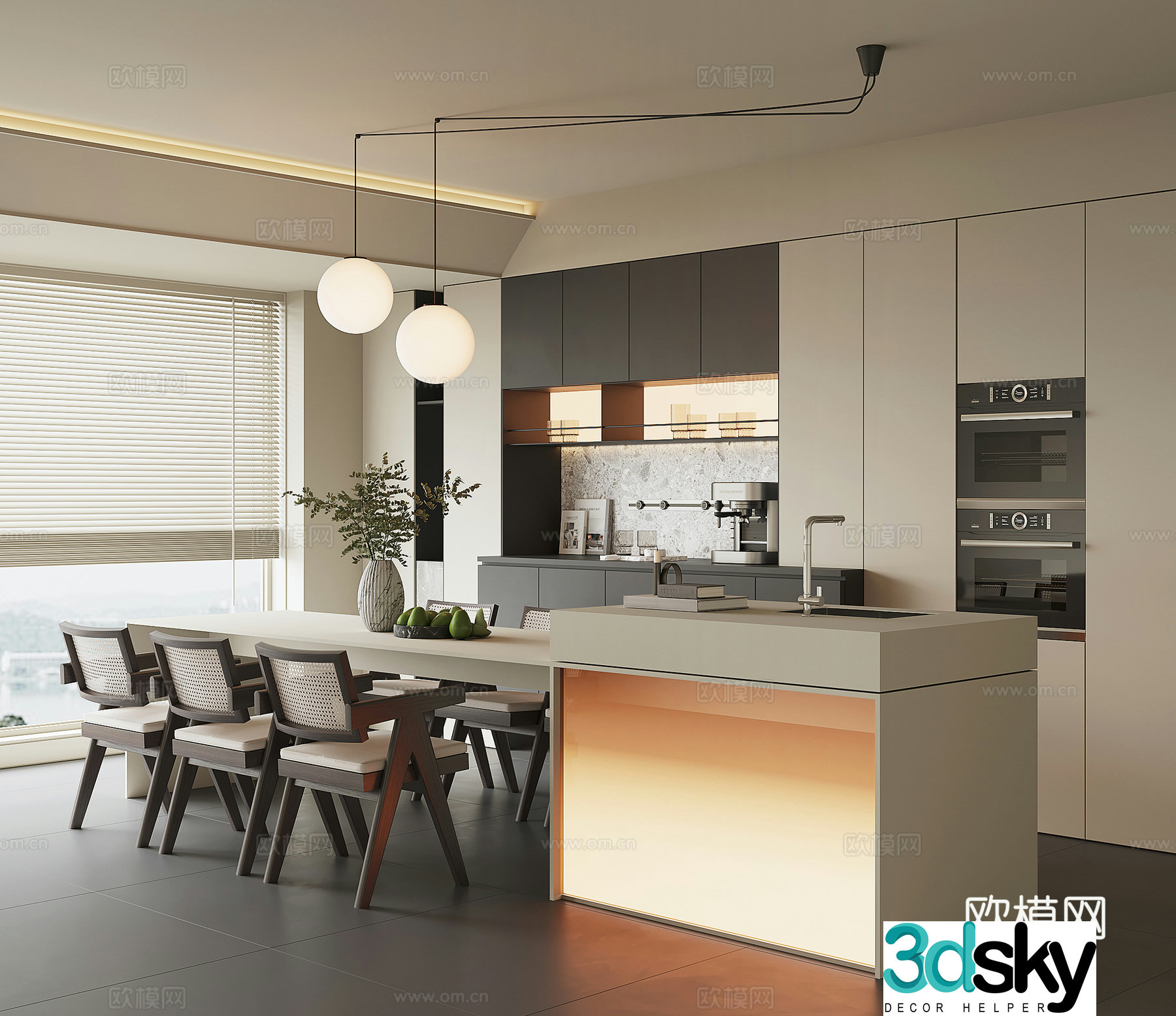 Modern island restaurant 3d model
