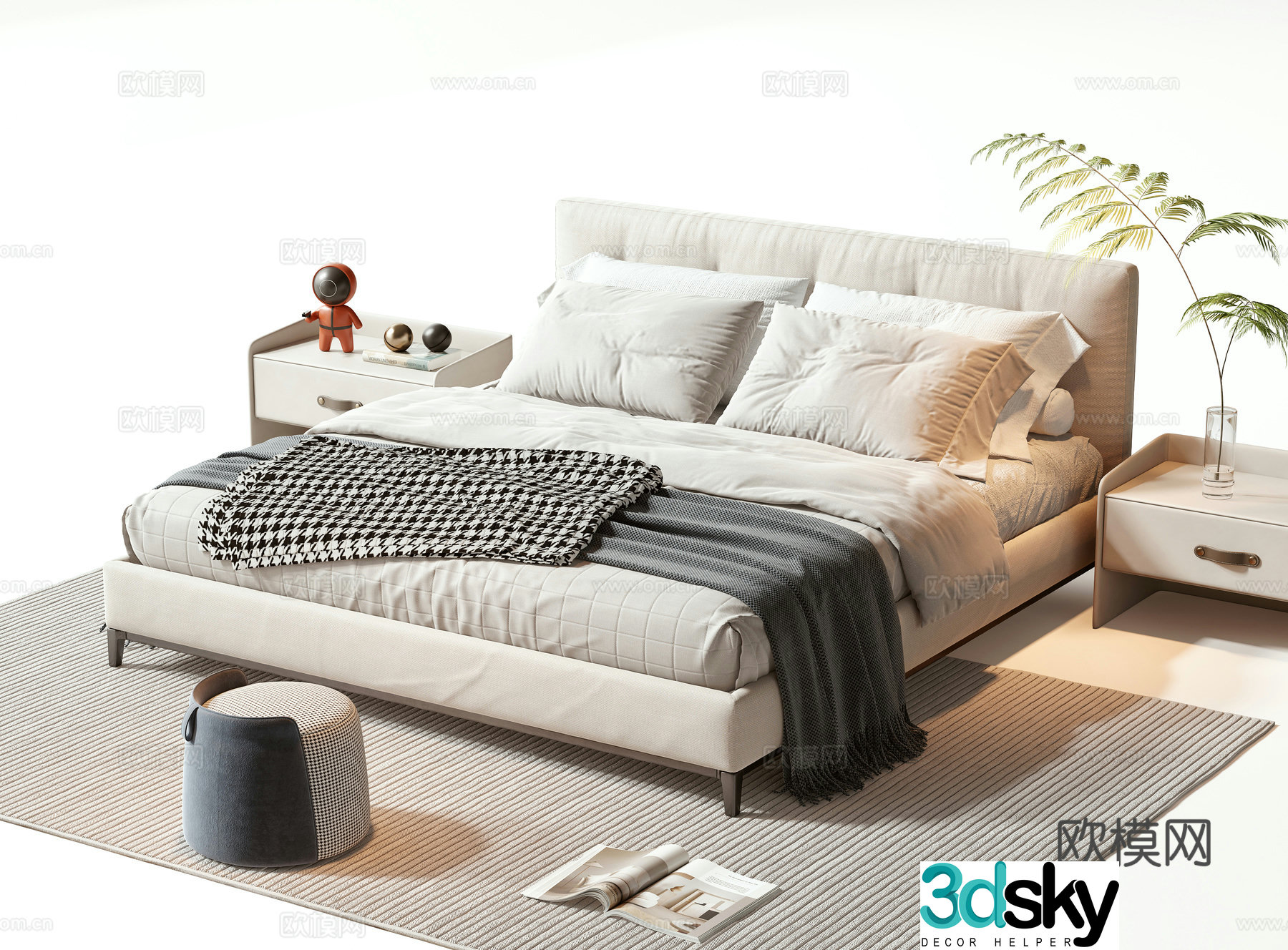 Modern double bed 3d model