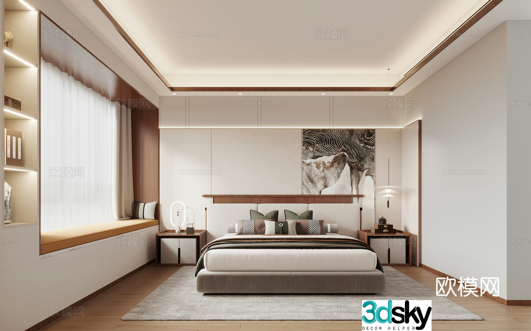 New Chinese bedroom 3D model