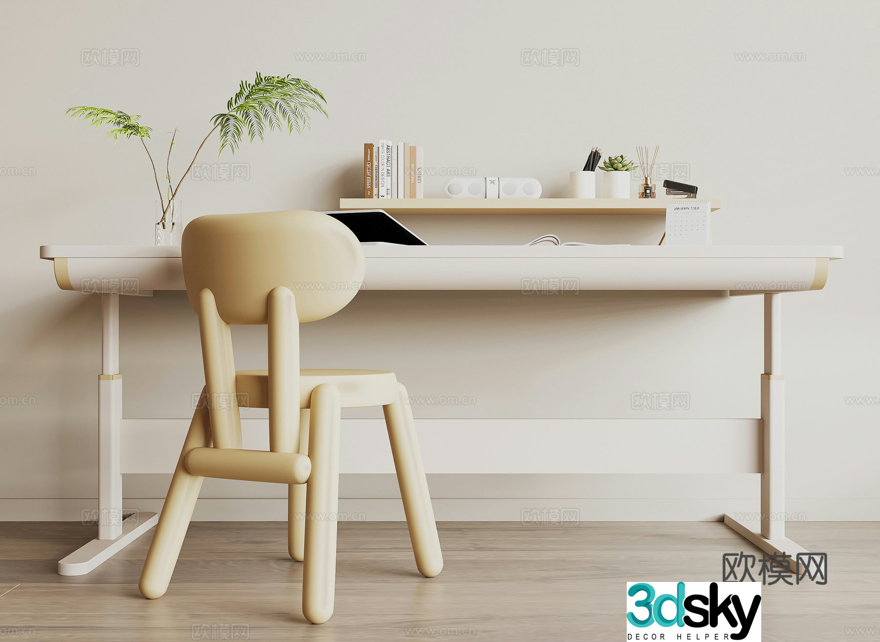 Modern children’s desk and chair 3d model