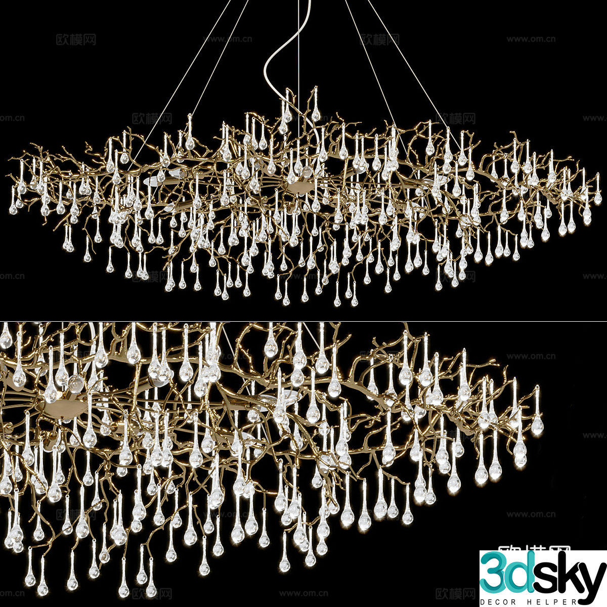 New Chinese style light luxury decorative chandelier 3D model