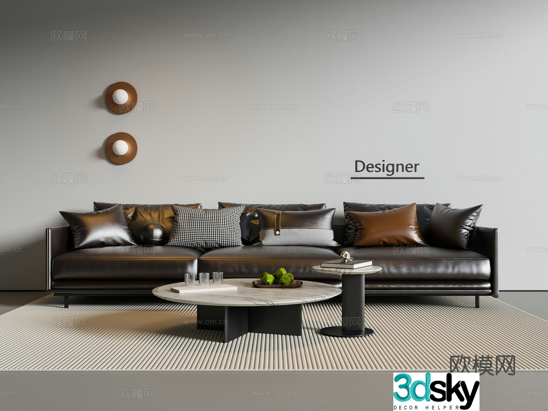 Modern Italian three-person sofa 3d model
