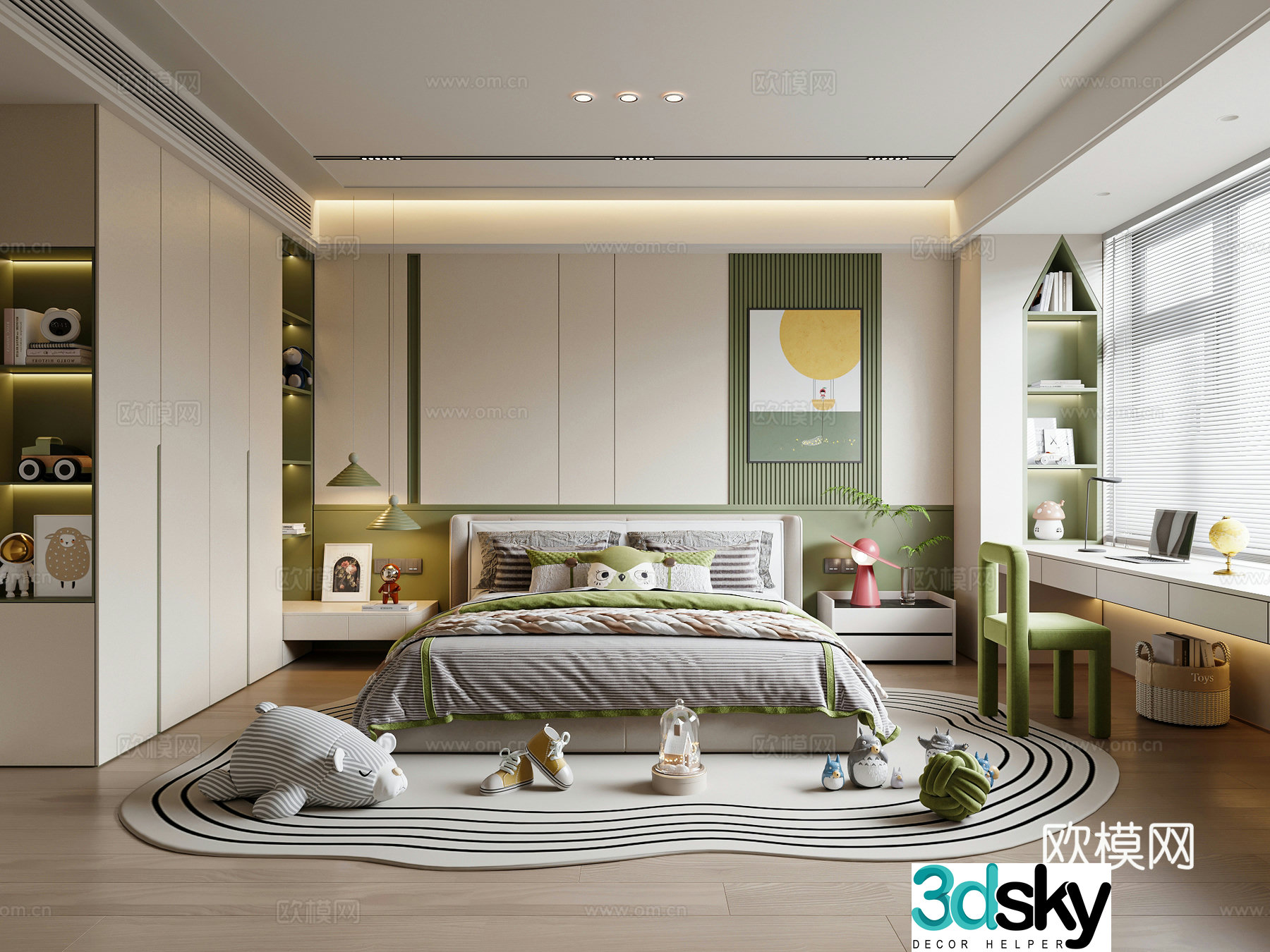 Modern universal children’s room children’s bed 3d model