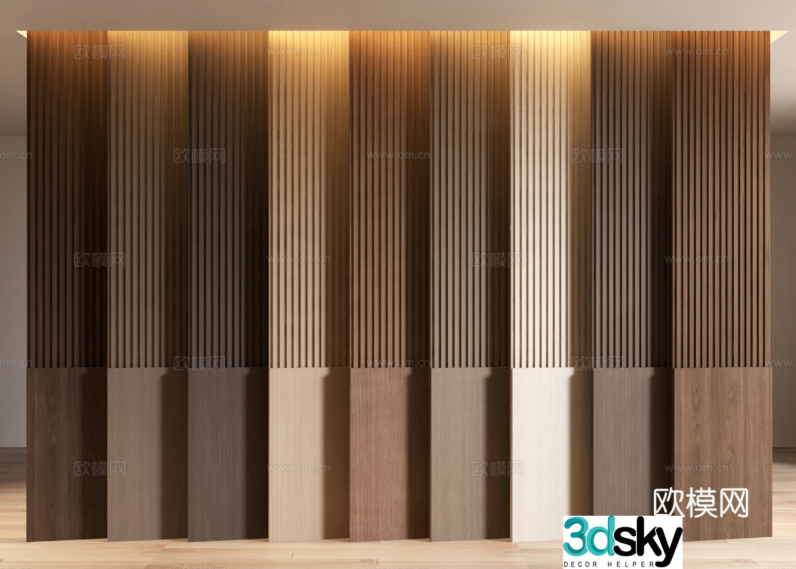 Wooden grille Great Wall Panel Wall Panel 3D Model