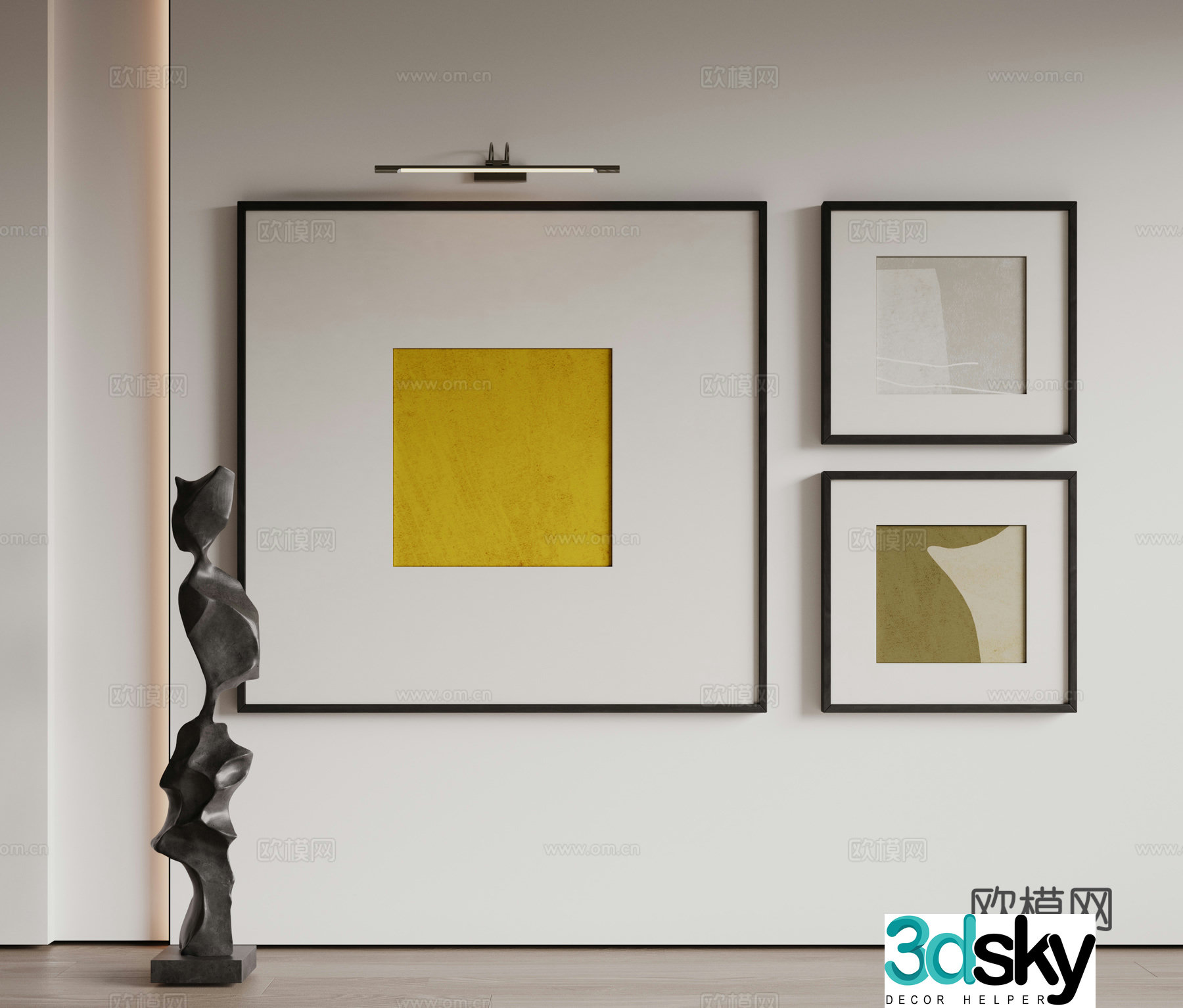 Modern minimalist decorative paintings Waviva medieval style hanging paintings cream style decoration paintings Italian style hanging paintings black and white 3D model
