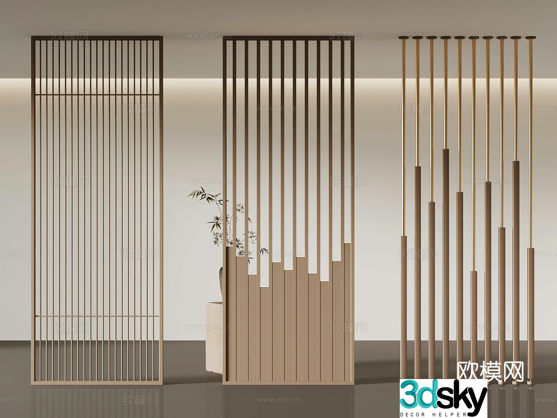 Light luxury partition screen 3d model
