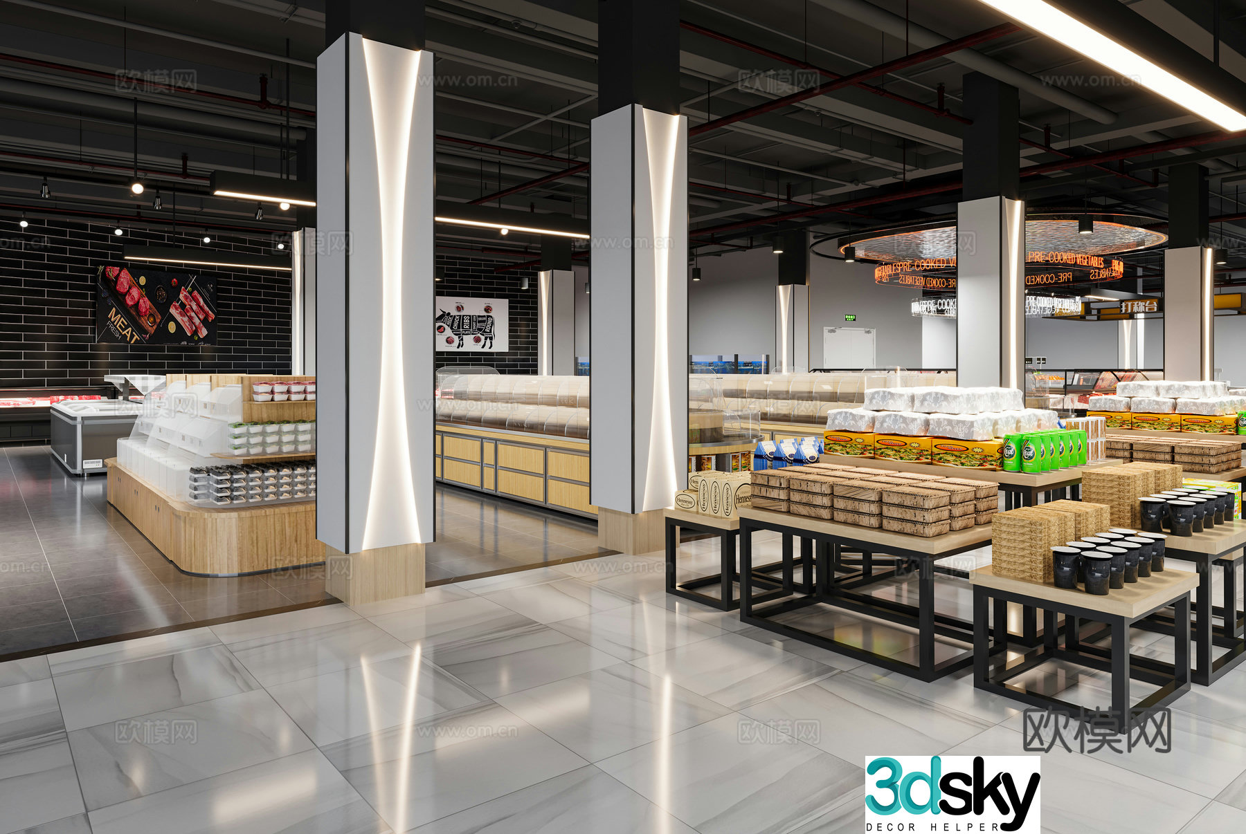 Modern industrial supermarket 3d model