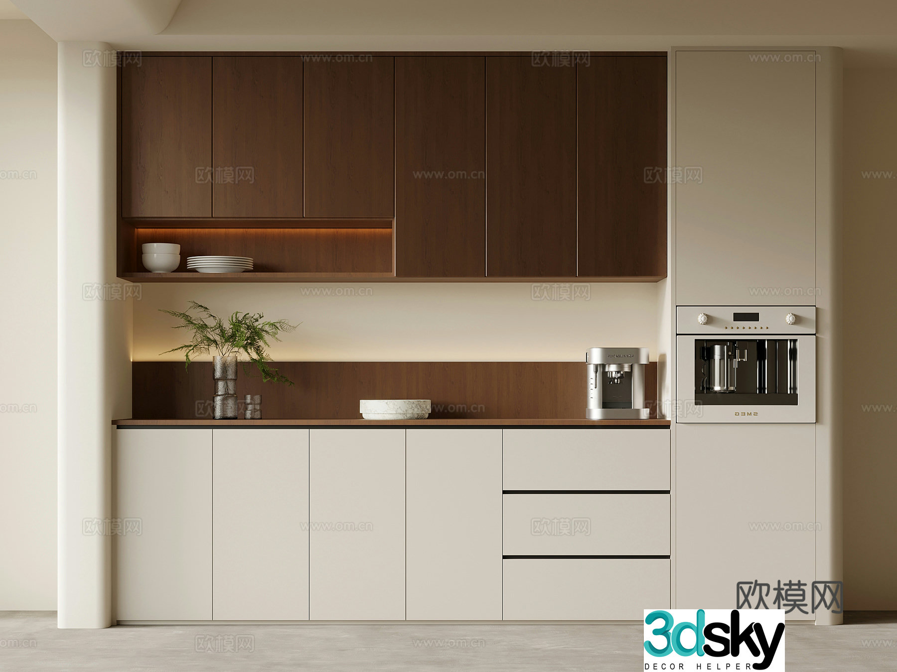Middle-aged wine cabinet sideboard 3D model