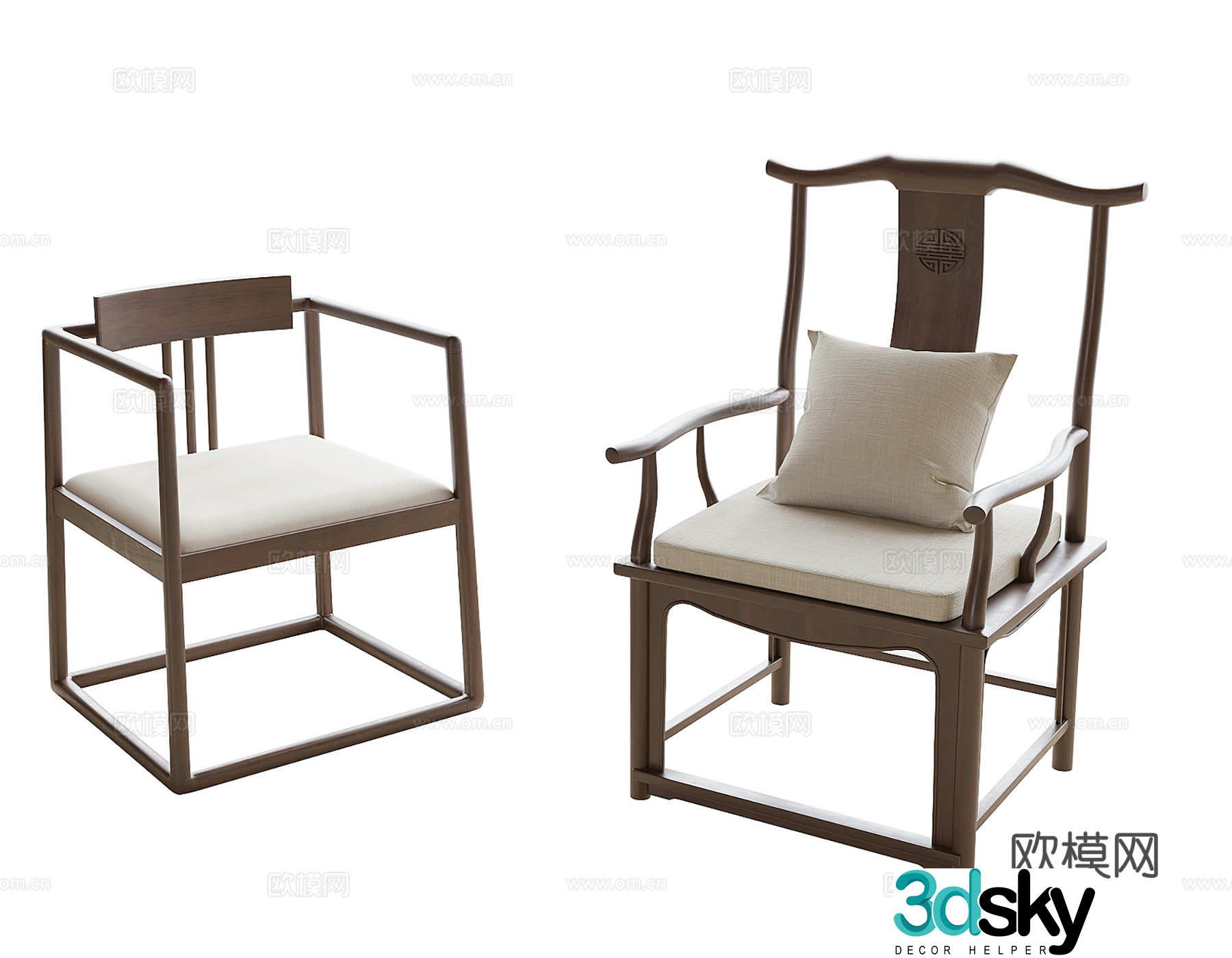 Chinese tea chair single chair leisure chair dining chair 3d model