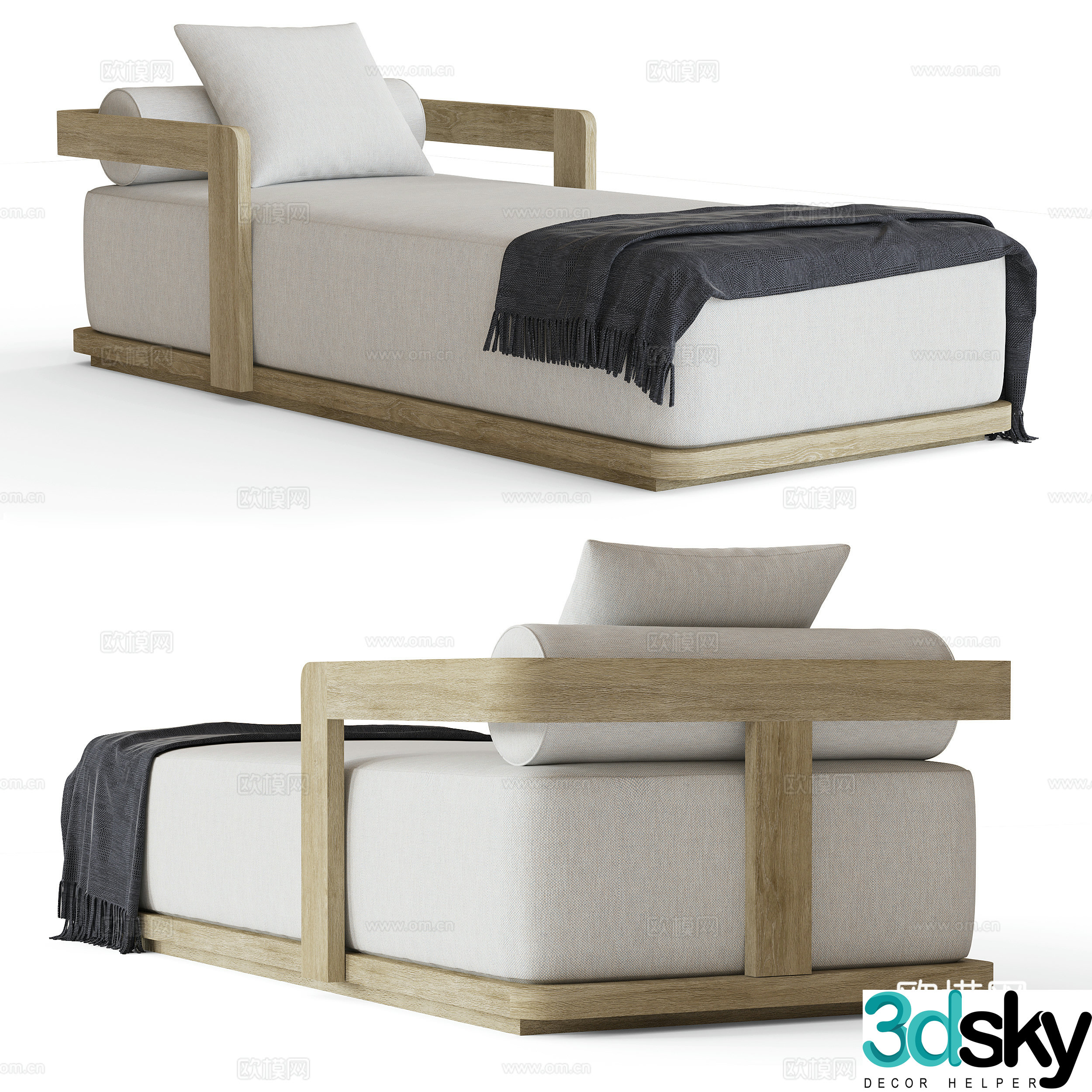New Chinese sofa stool chaise longue 3D model