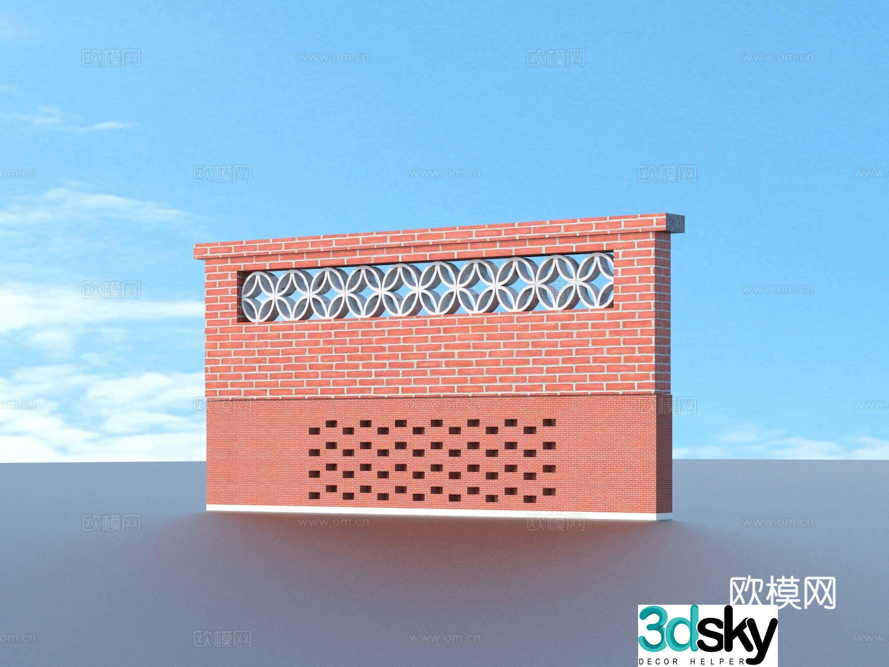 Brick wall Red brick wall Three-dimensional brick wall 3d model