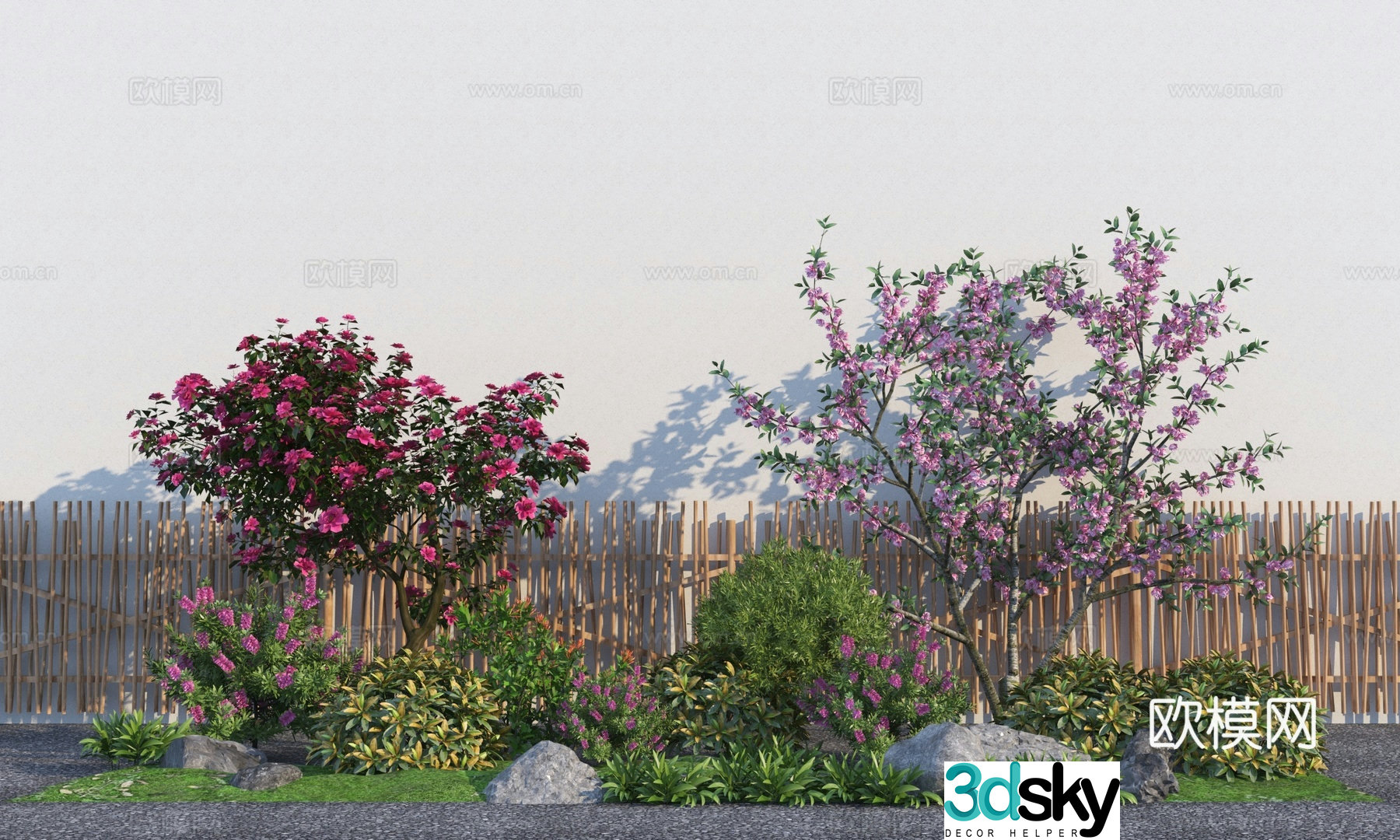 Modern landscape shrub plant combination 3d model