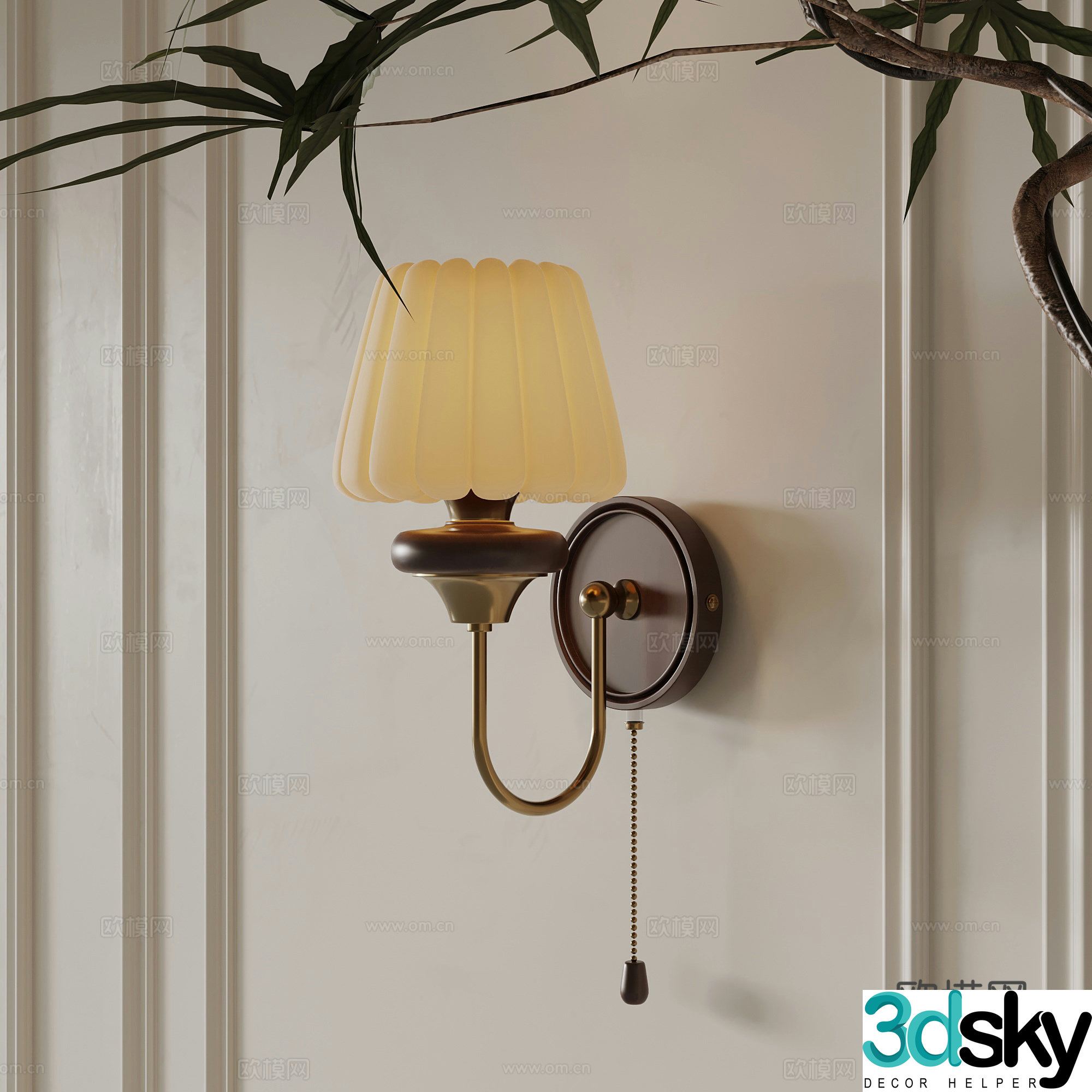 French retro wall lamp bedside lamp decorative lamp 3d model