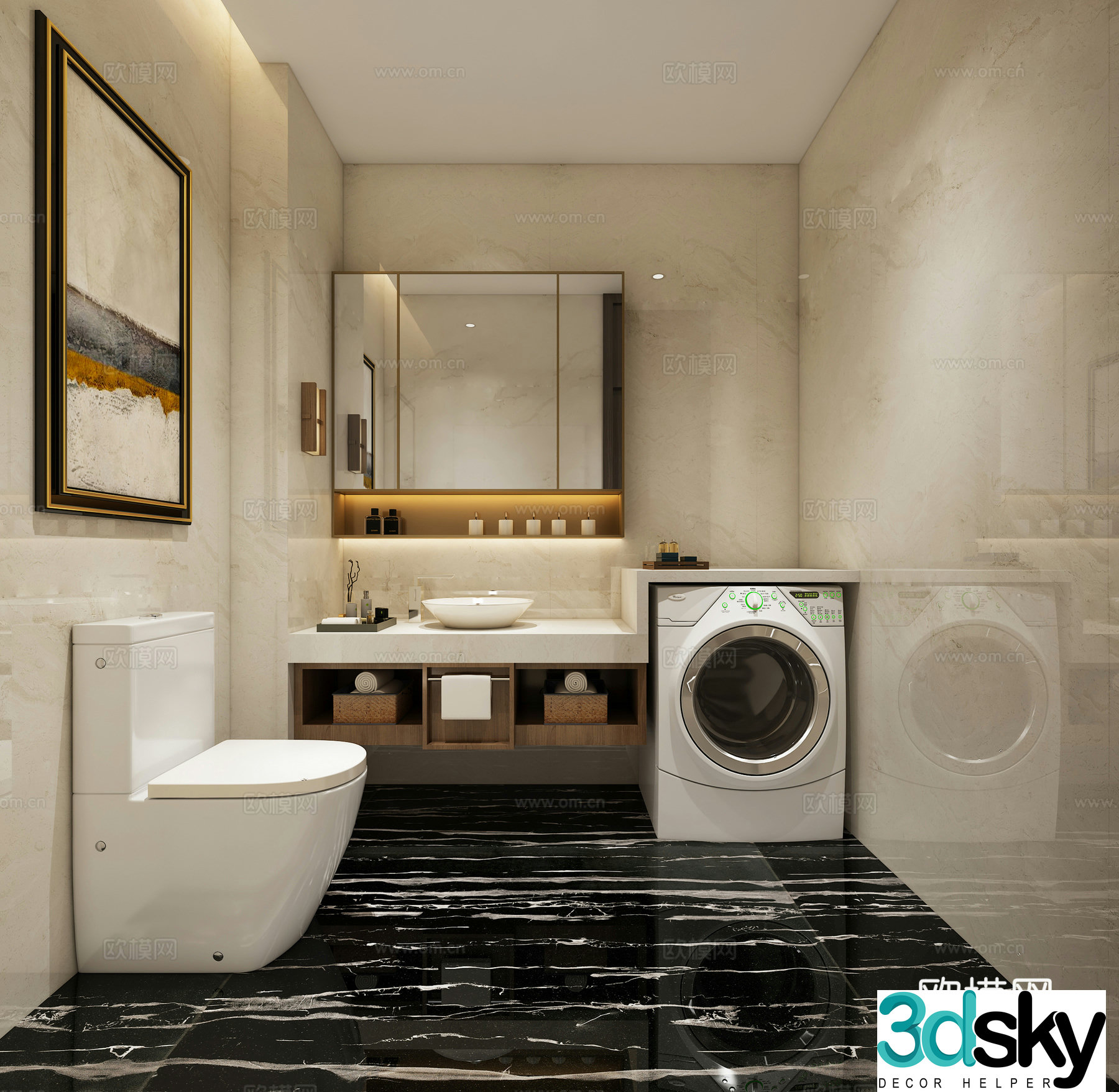 Modern bathroom toilet washing machine 3d model