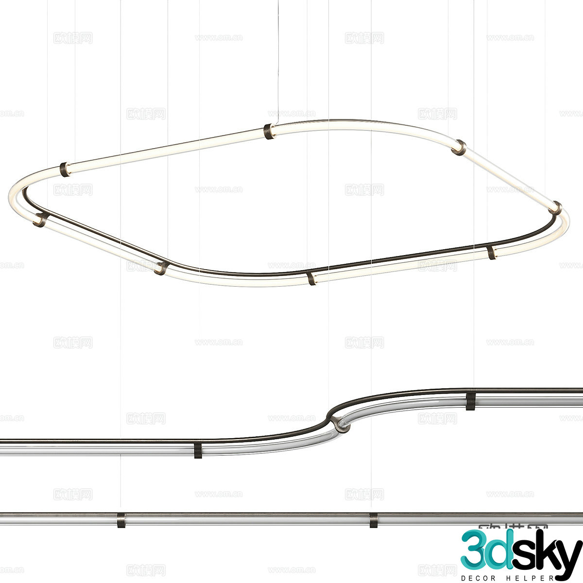 Modern Italian Henge Legacy Linear Chandelier 3D Model