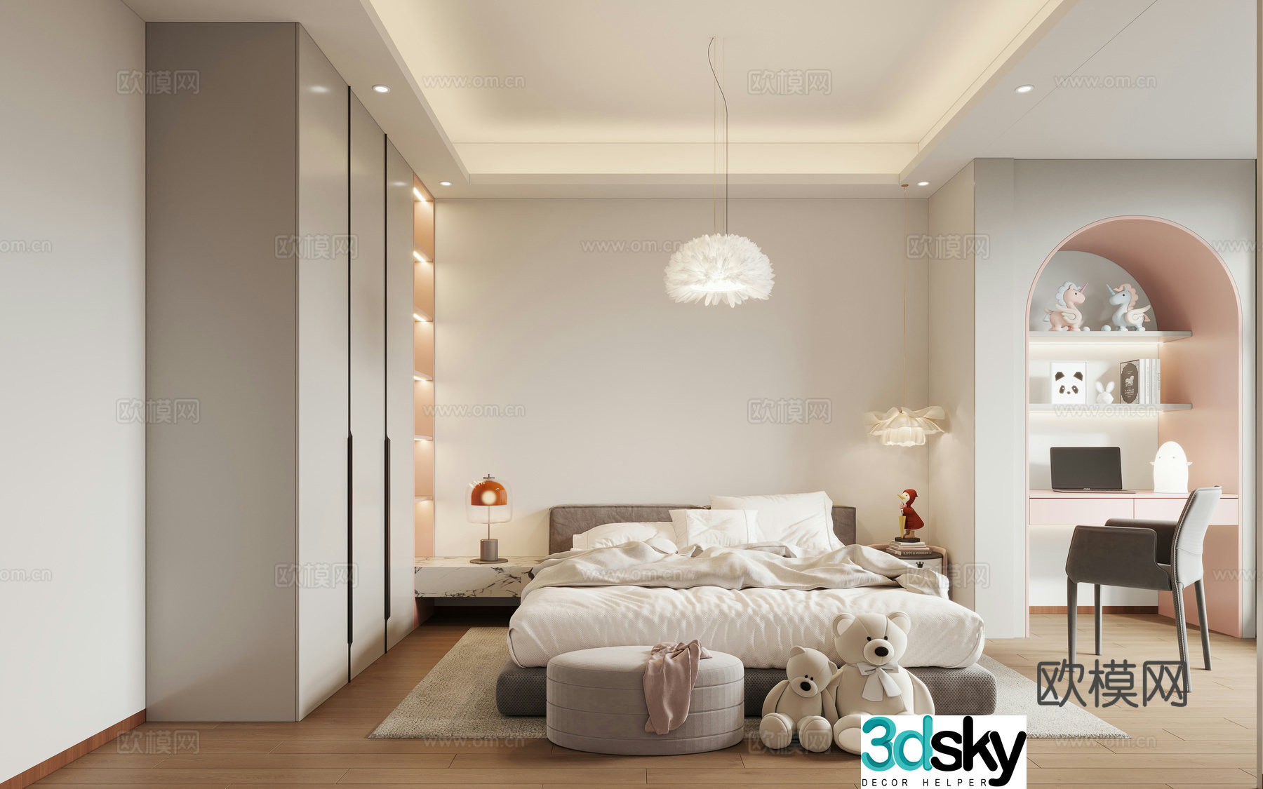 Modern girl room 3d model