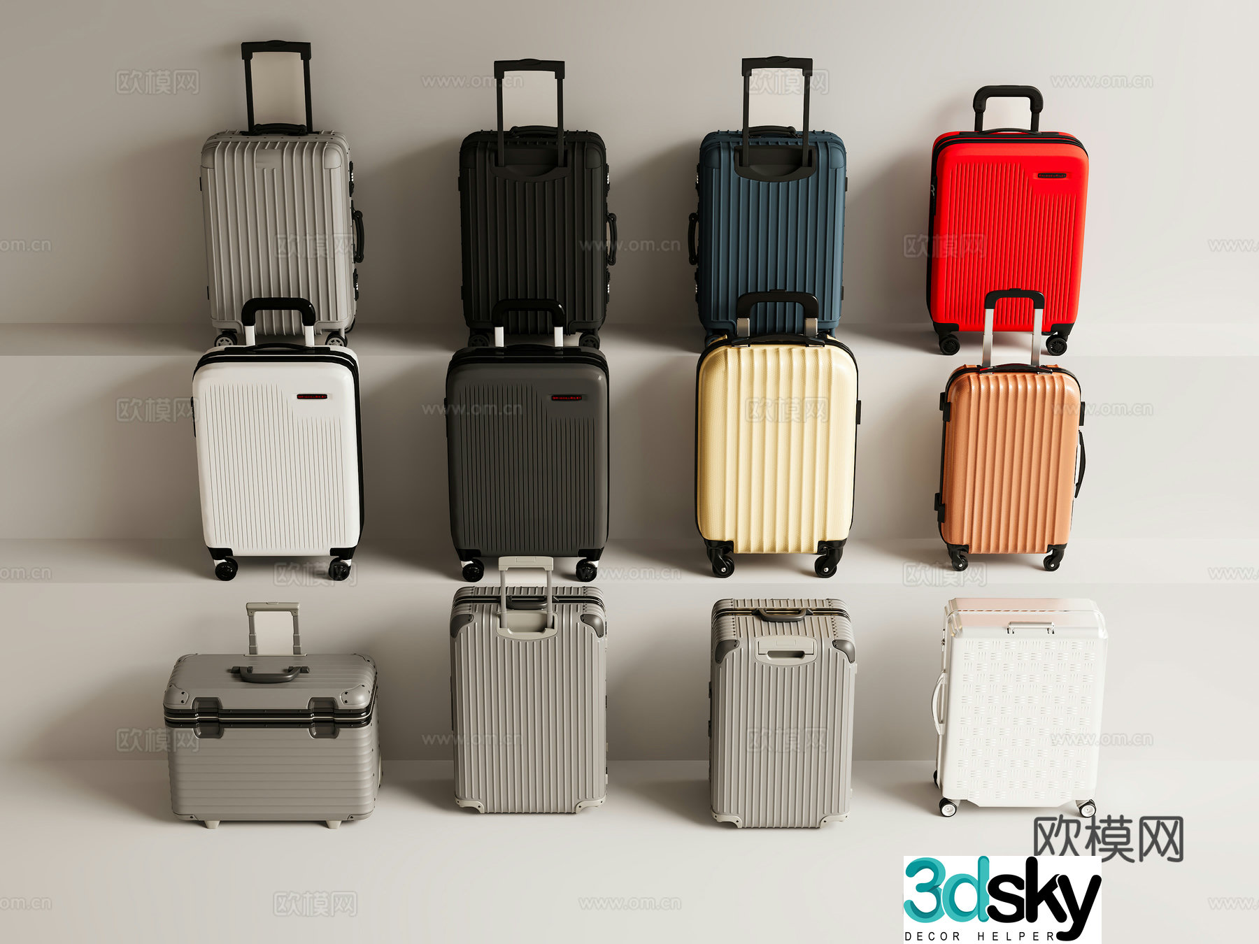 Modern suitcase storage box 3d model