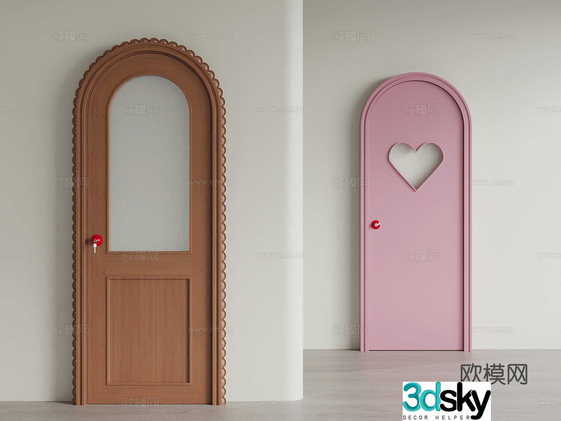 Modern single-open door Memphis single-open door Swing door Arched door Cartoon door 3D model