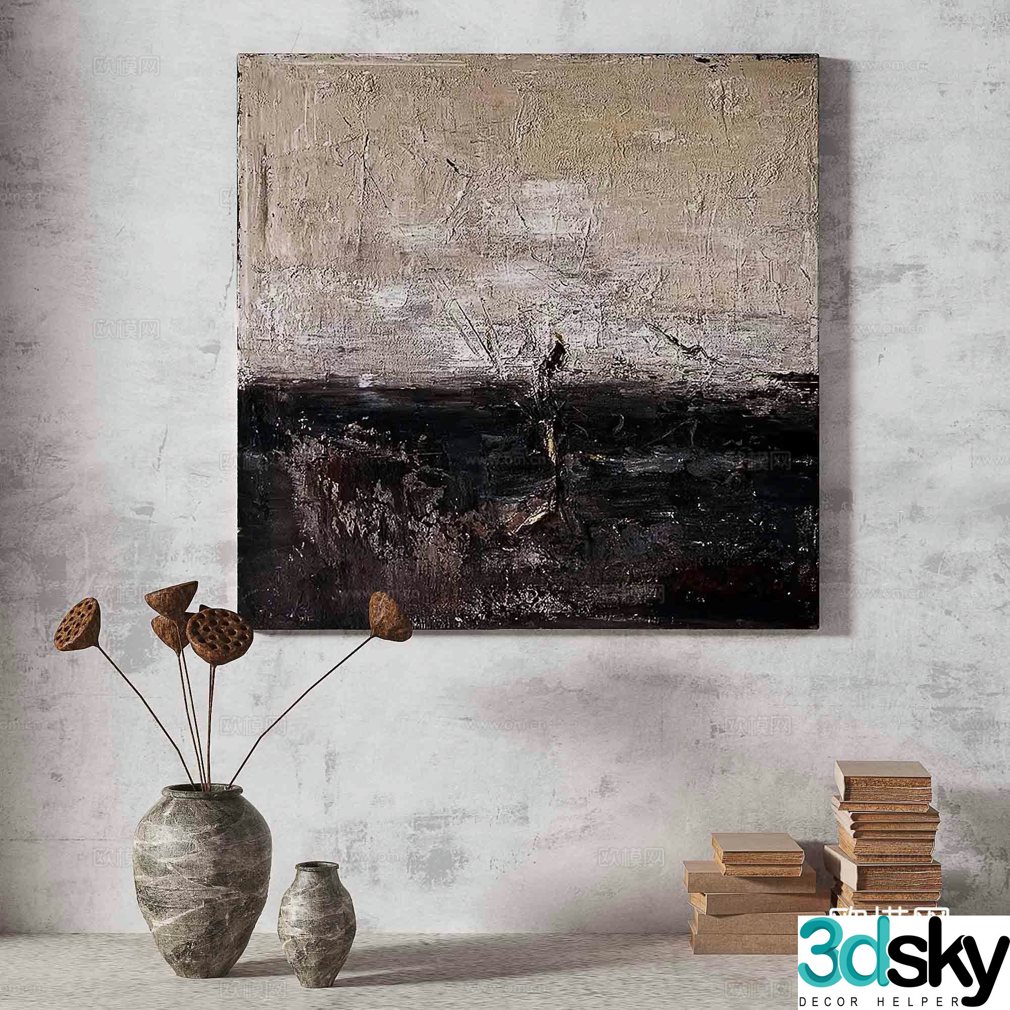 Wasabi light luxury abstract decorative painting 3d model