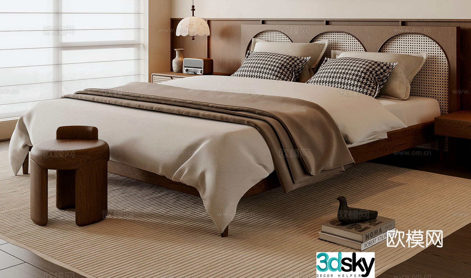 Middle-aged double bed 3D model