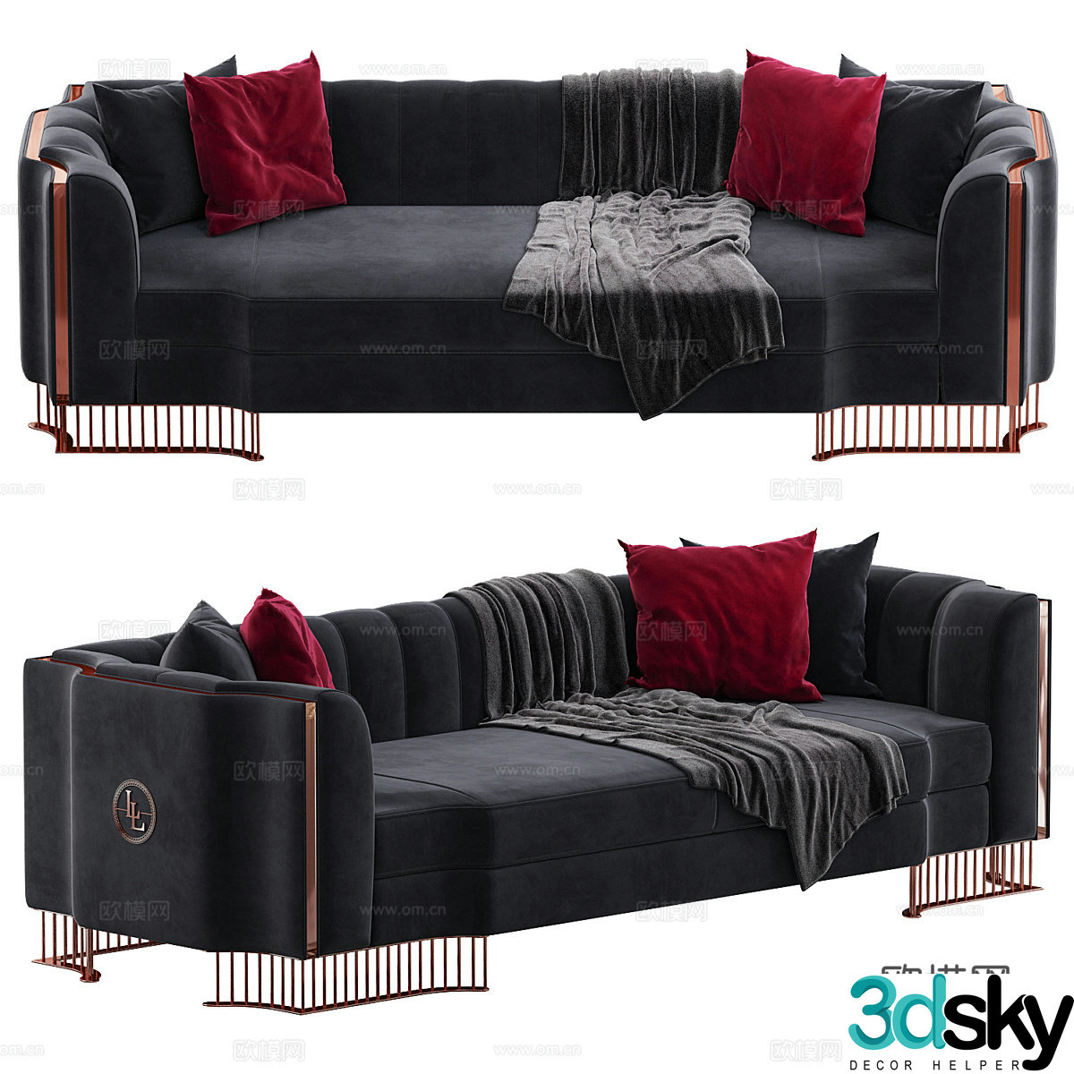 Three-person sofa 3d model